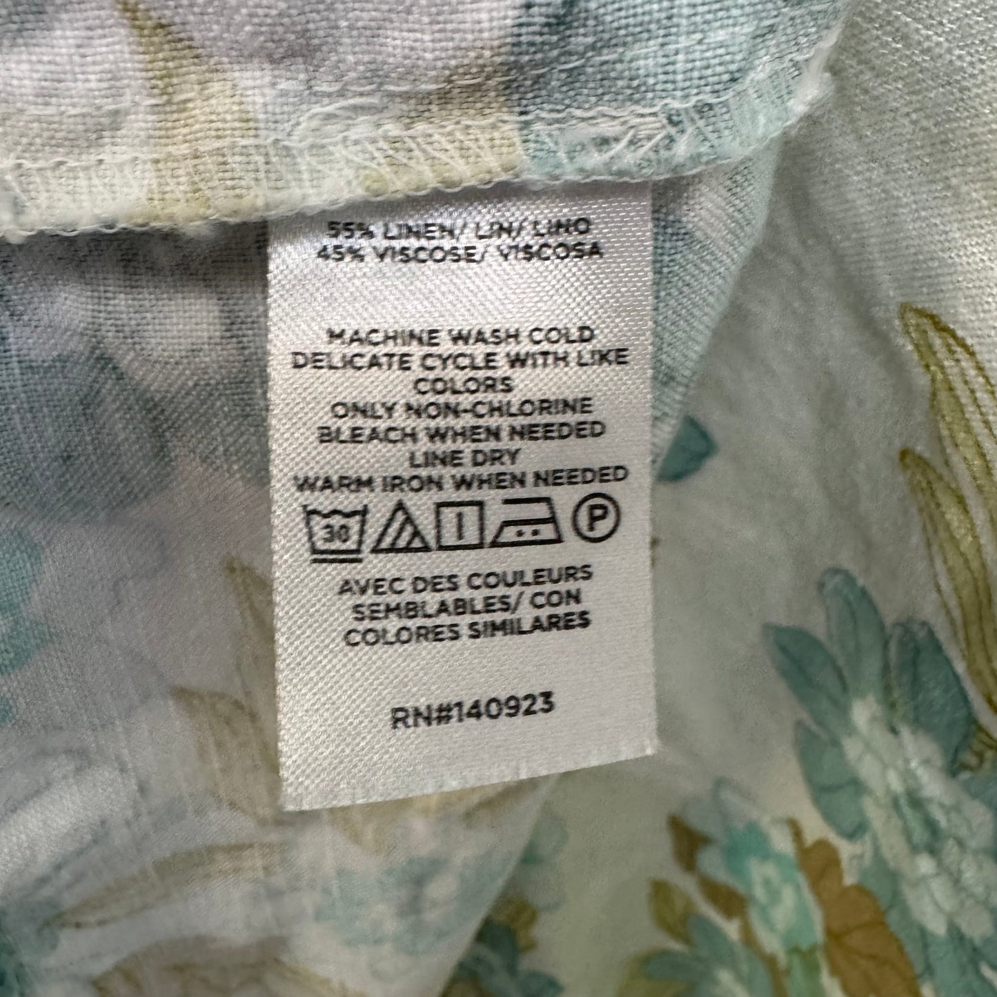 Linen Blend Top Short Sleeve By Loft In Floral Print, Size: S
