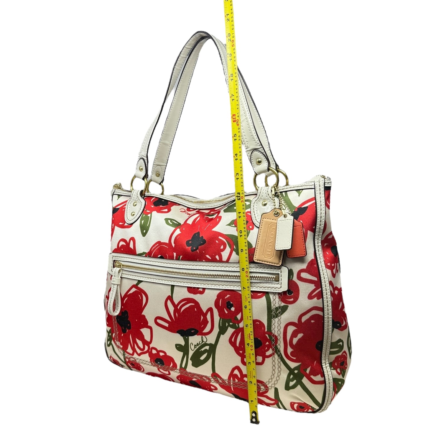 Limited Edition Poppy East West Hallie Floral Tote Shoulder Bag Designer By Coach, Size: Large