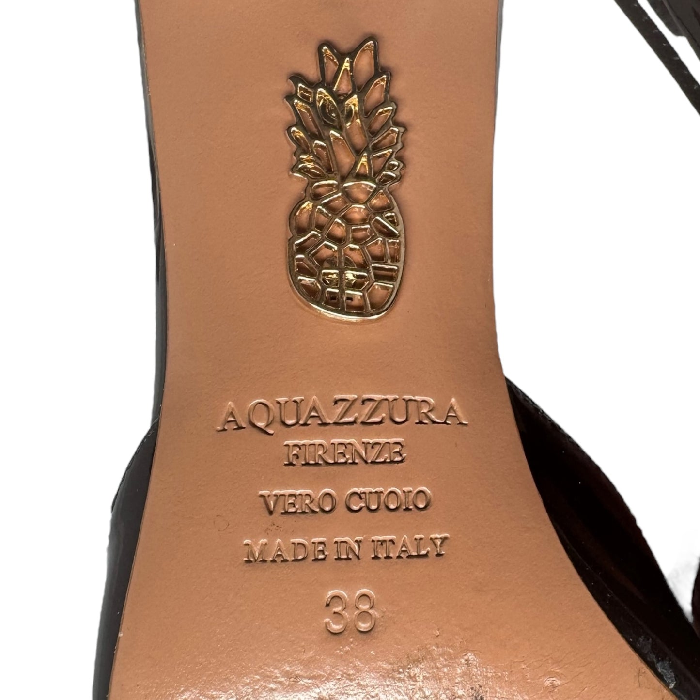 Alexa Patent Wrap Block Heel Pumps Designer By Aquazzura In Black, Size: 8 (IT 38)