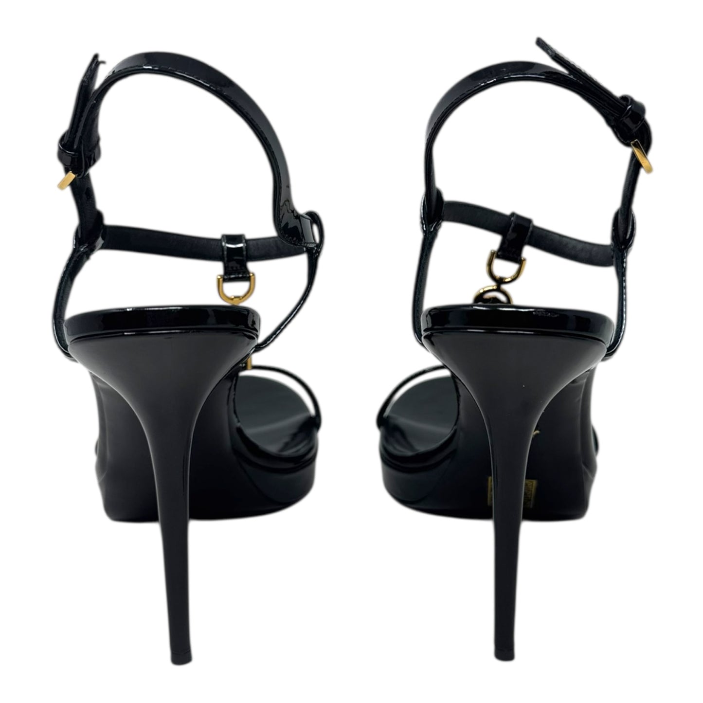 Medusa ‘95 Patent Strappy Stiletto Heels 115mm Shoes Luxury Designer By Versace In Black, Size: 11 (IT 41)