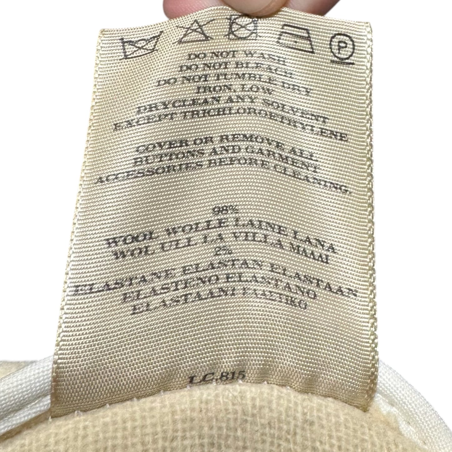 Wool Short Toggle Closure Duffle Jacket Luxury Designer By Burberry In Cream, Size: 8