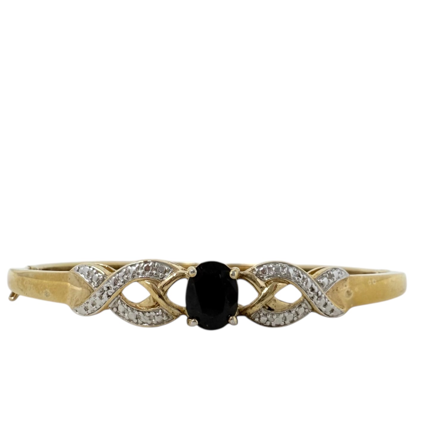 Diamond & Sapphire Vermeil Hinged Bangle Bracelet By Cmc