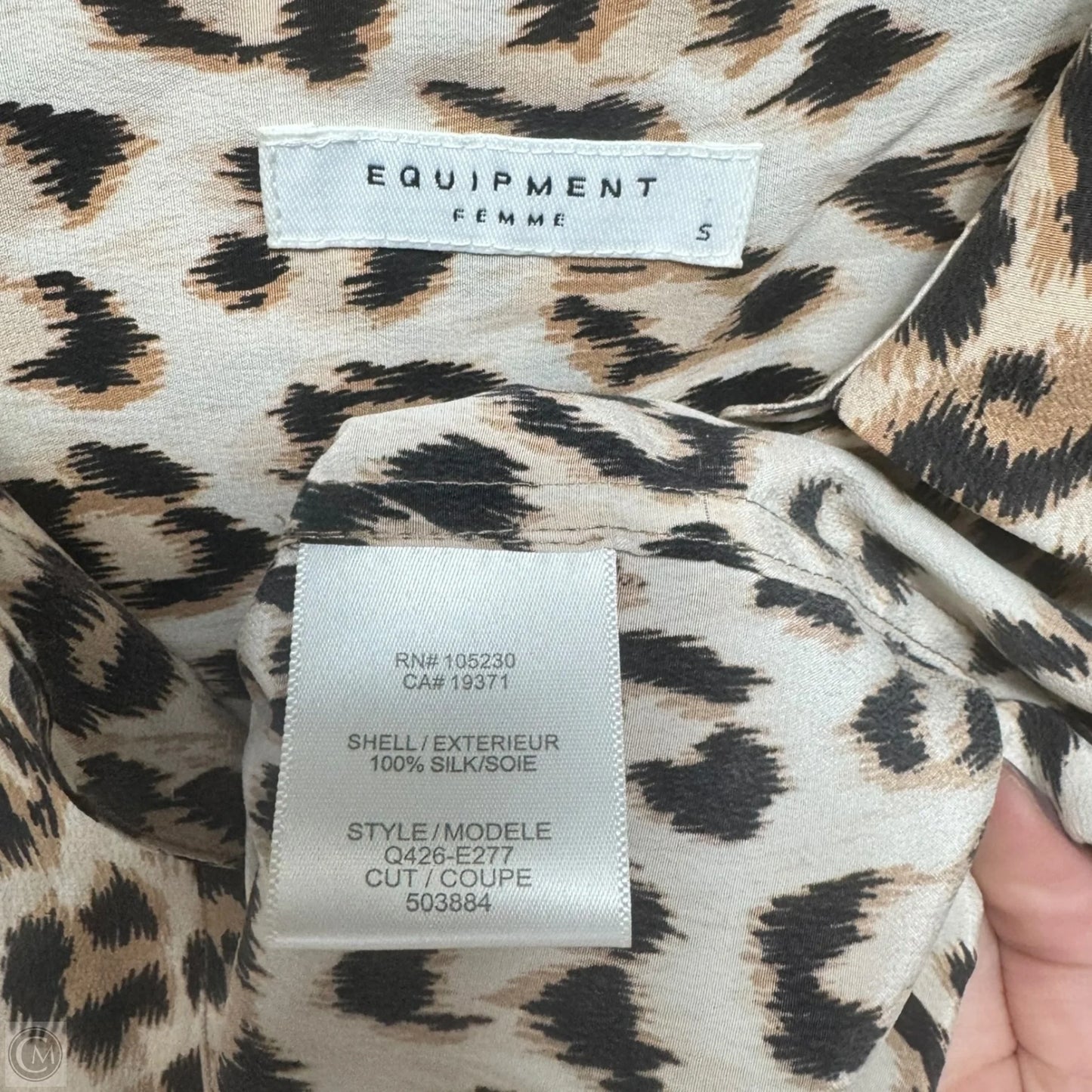 Silk Tie Front Top Sleeveless By Equipment In Leopard Print, Size: S