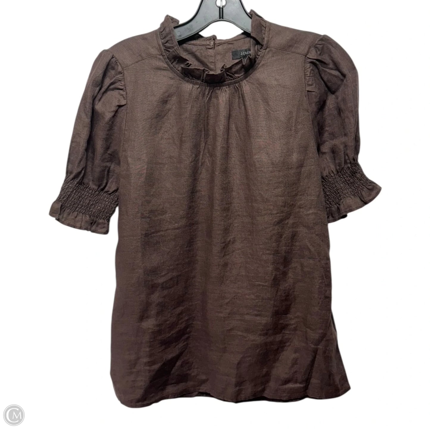 Linen Top Short Sleeve By J. Crew In Brown, Size: Xs