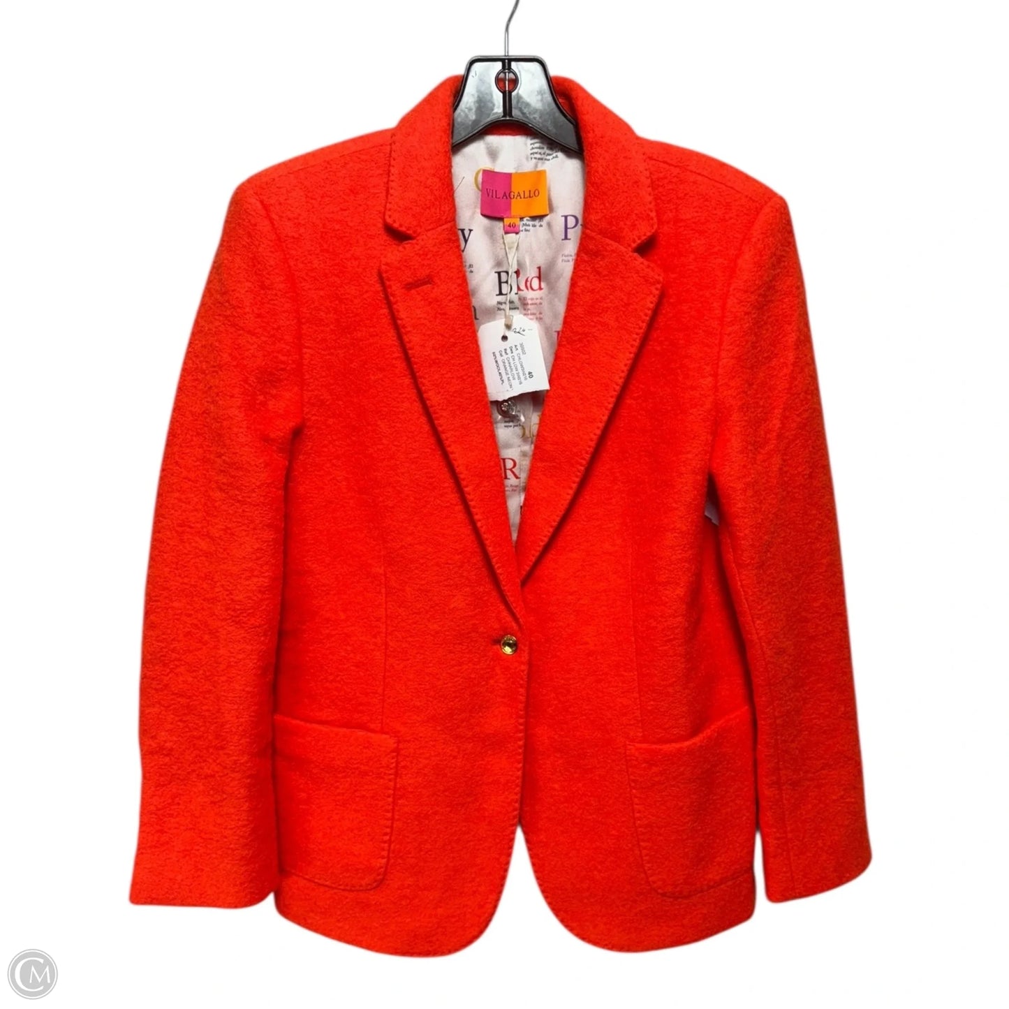 Wool Blend Blazer By Vilagallo In Orange, Size: 8