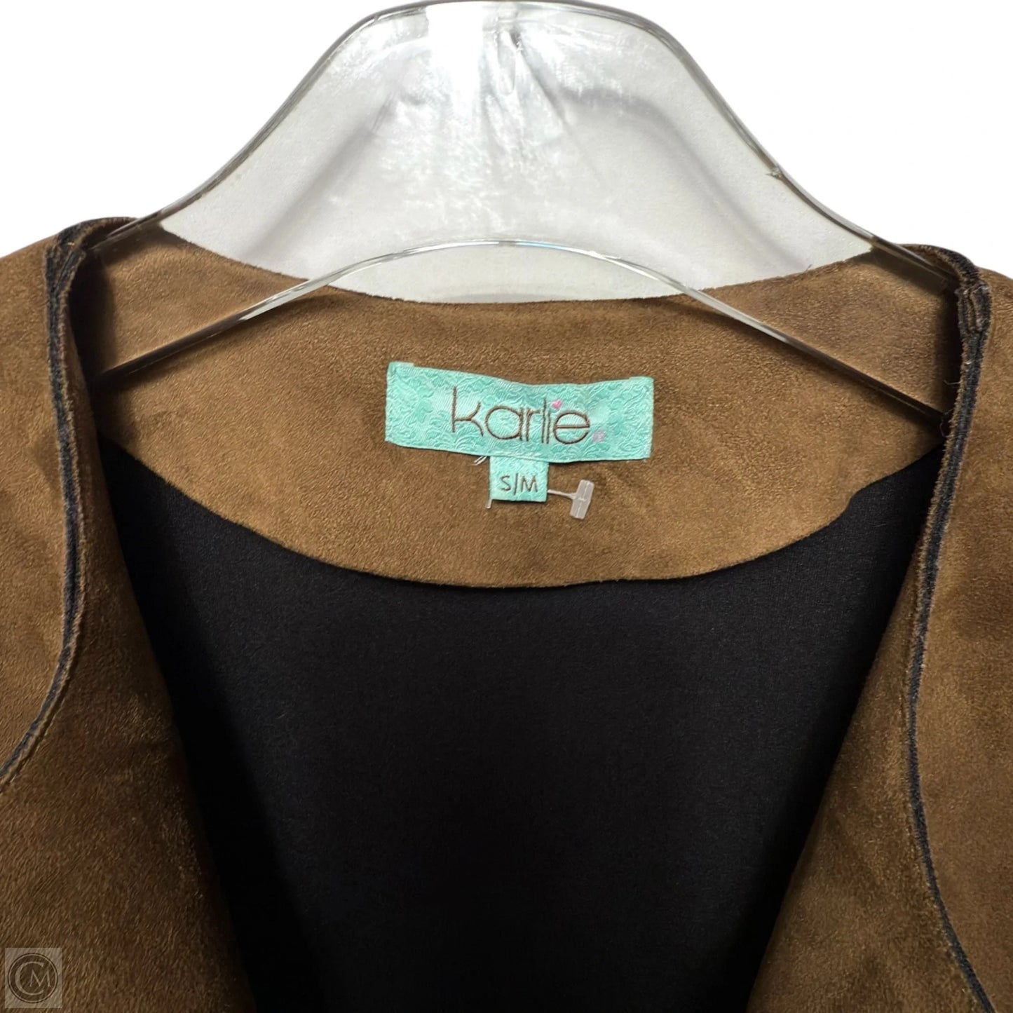 Faux Suede Tiered Fringe Open Front Jacket By Karlie In Brown, Size: S