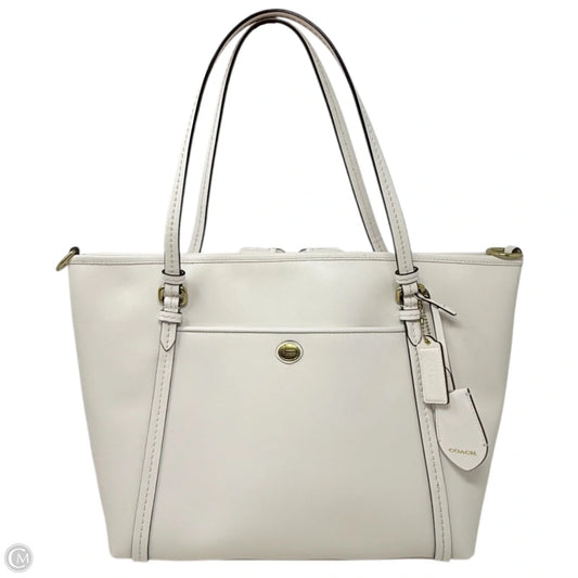 Peyton Leather Pocket Tote Designer By Coach, Size: Large