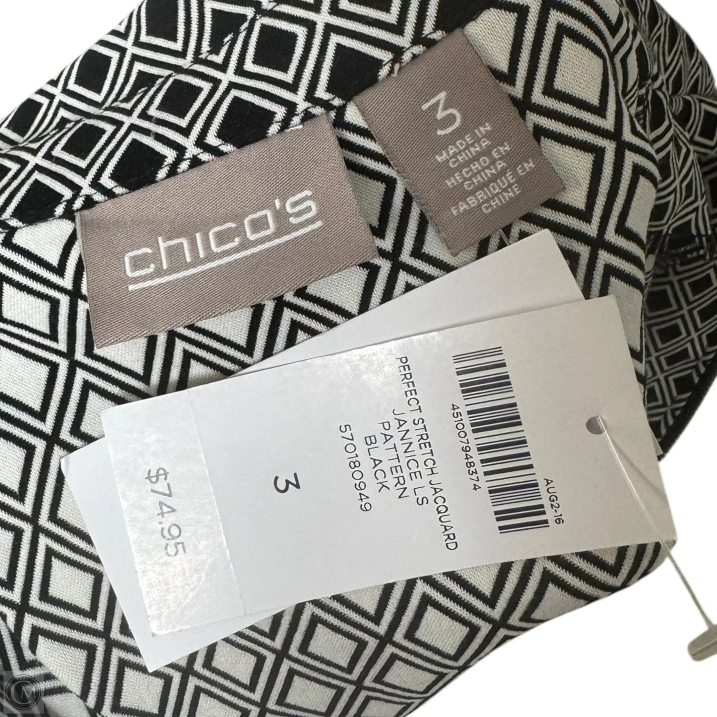 Jacket By Chicos In Geometric Pattern, Size: Xl