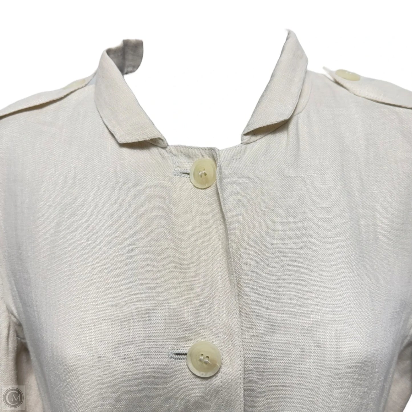 Linen Belted Blazer Designer By Max Mara In Tan, Size: 2