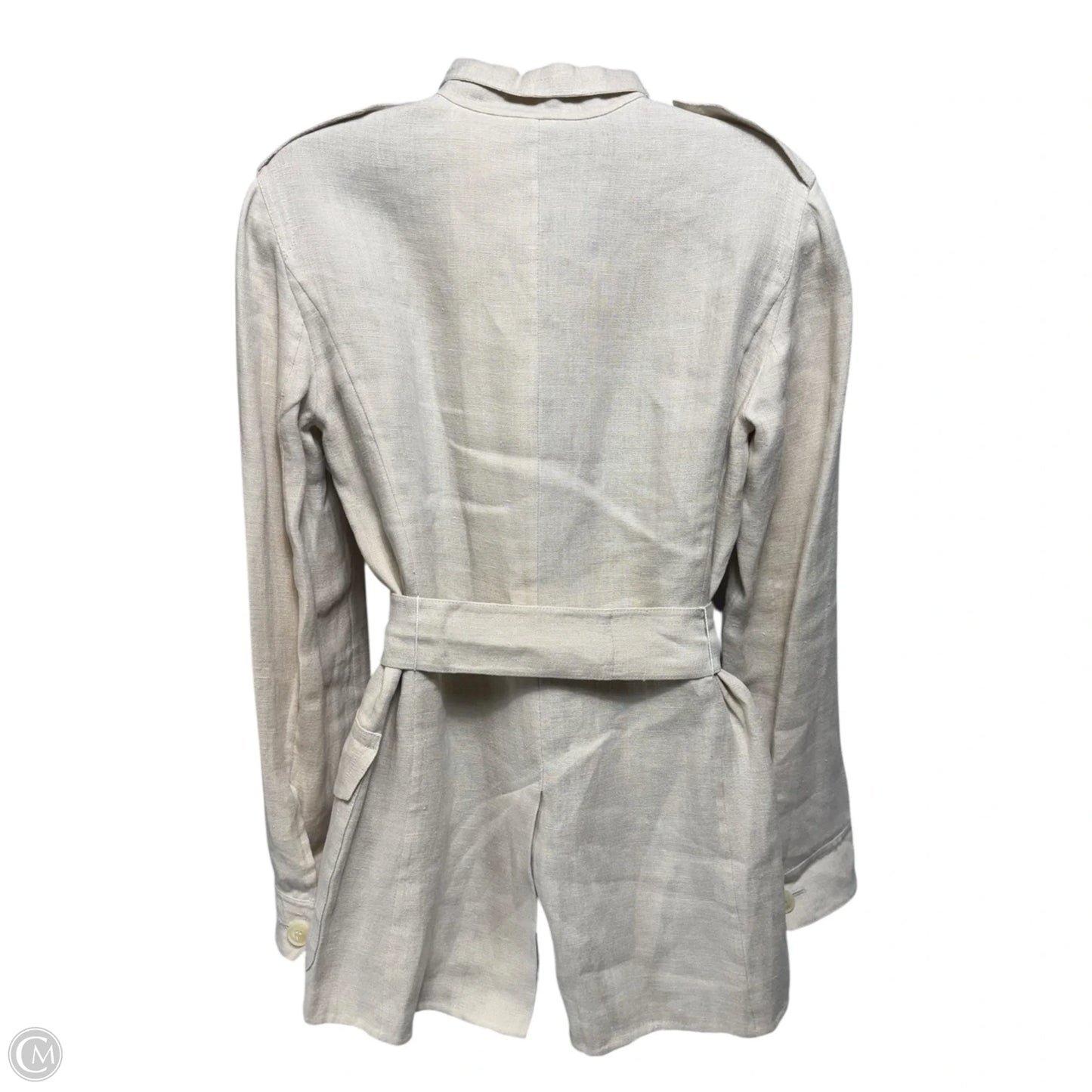 Linen Belted Blazer Designer By Max Mara In Tan, Size: 2