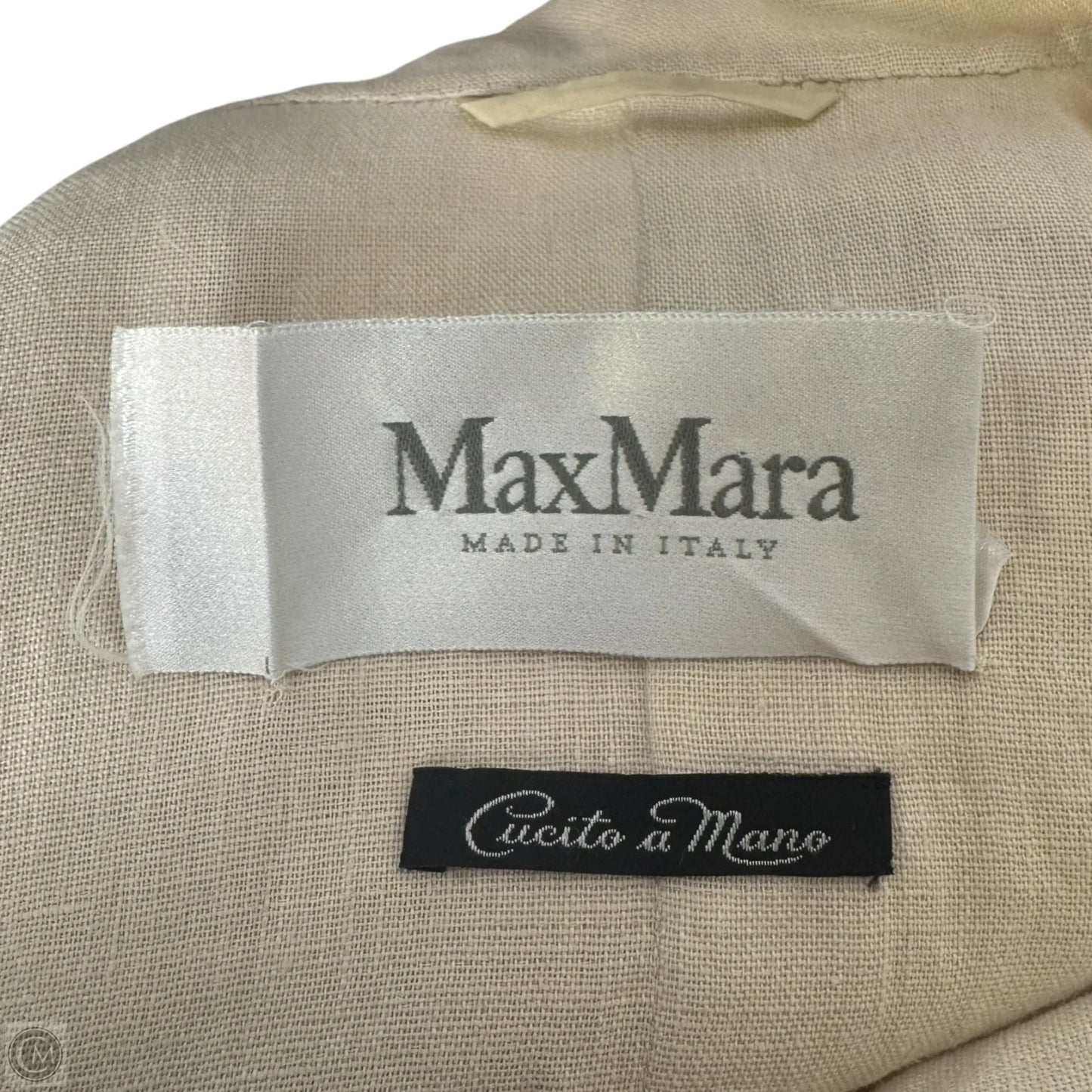 Linen Belted Blazer Designer By Max Mara In Tan, Size: 2