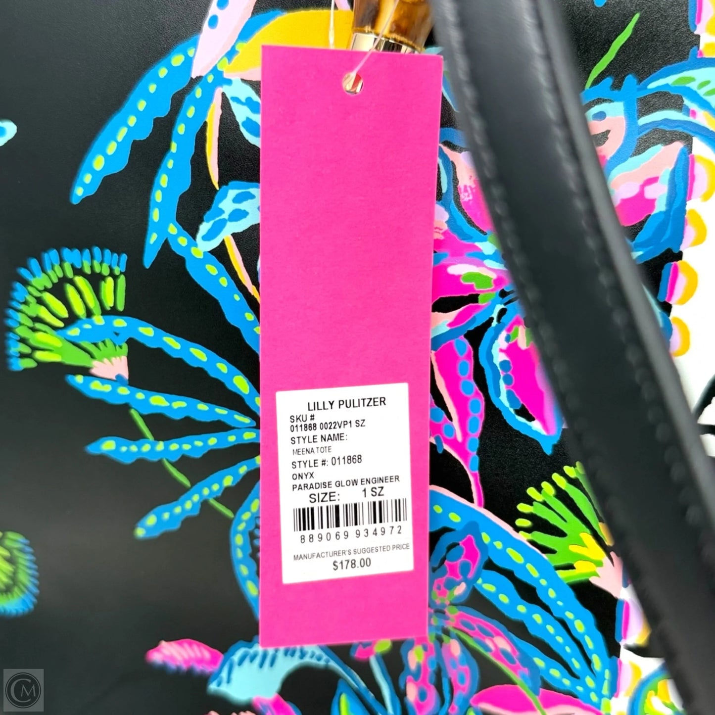 Meena Tote Designer By Lilly Pulitzer In Onyx Paradise Glow Engineer, Size: Large