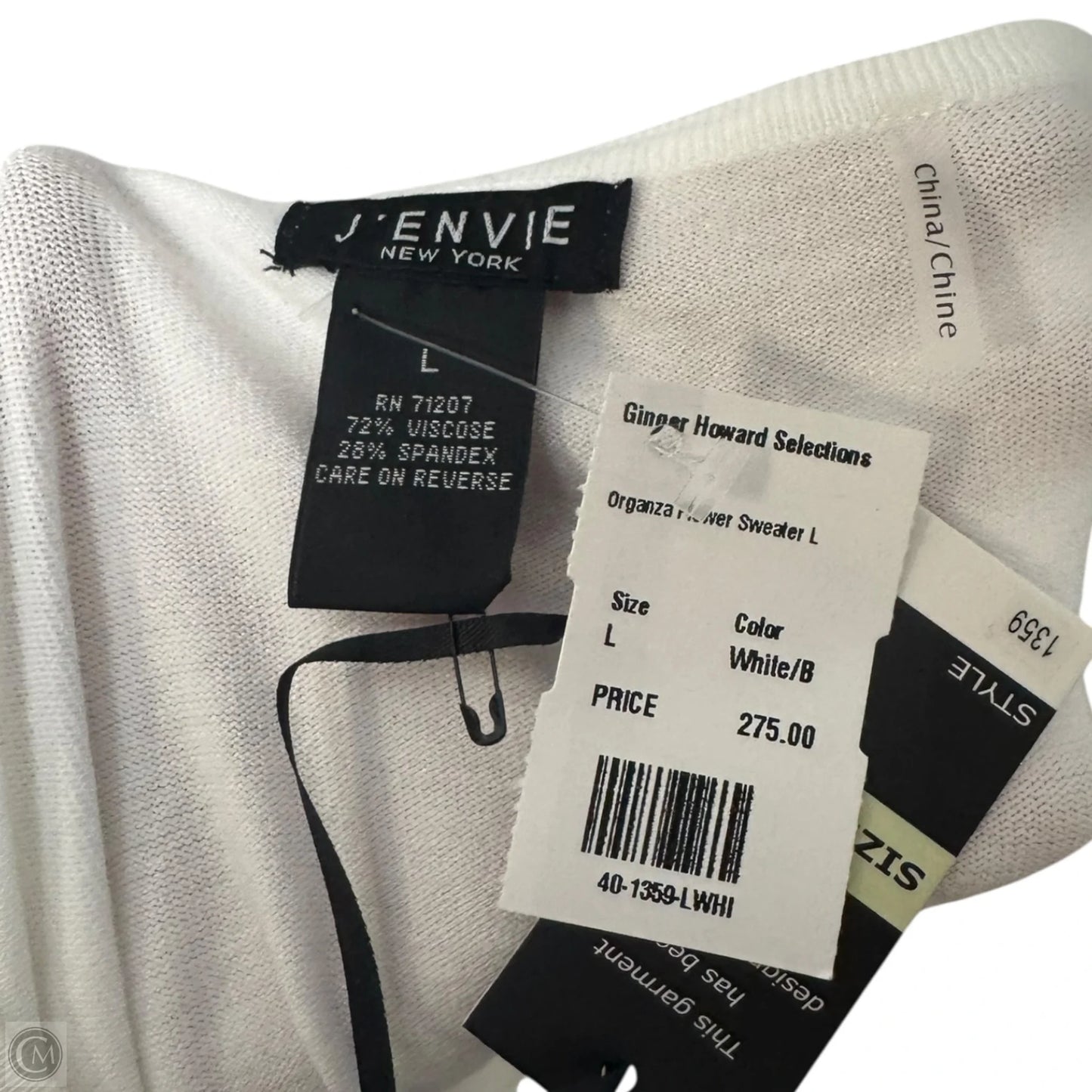 Organza Flower Knit Top Long Sleeve By J’Envie In Floral Print, Size: L
