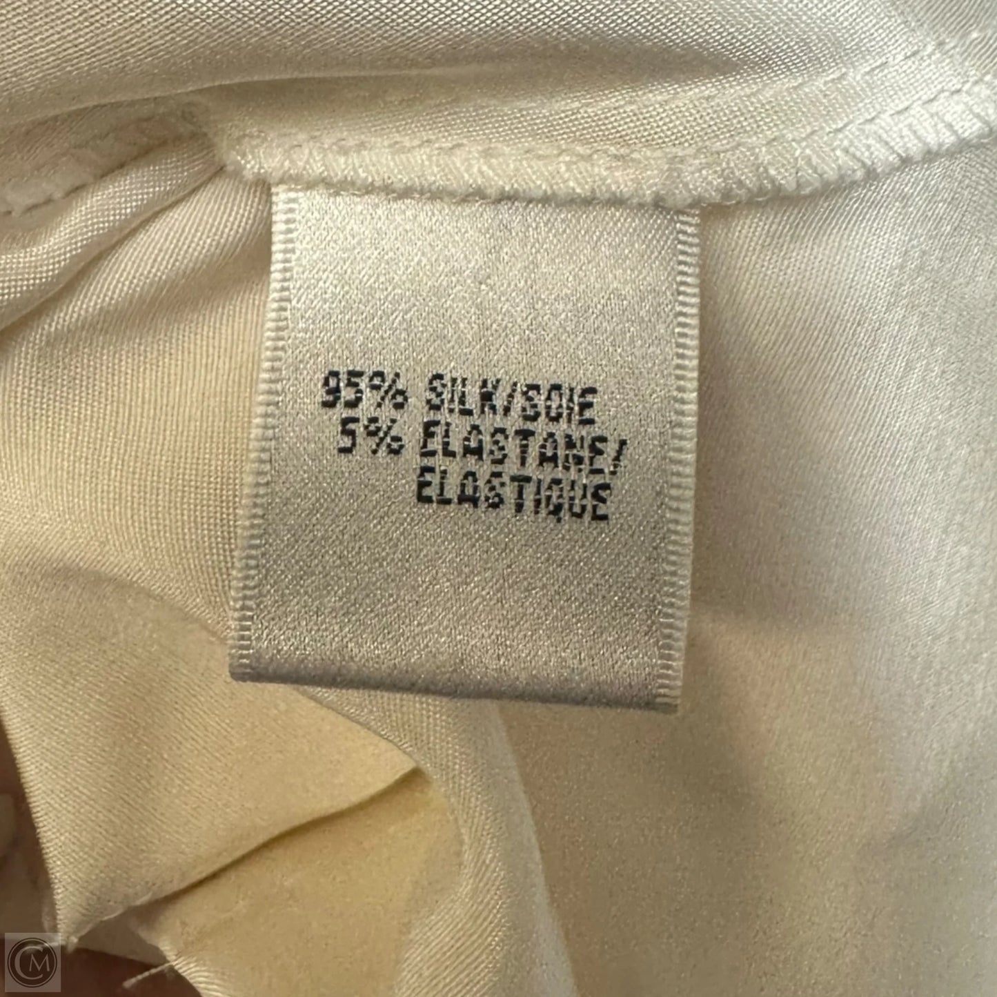 Silk Tie Top Short Sleeve Designer By Lafayette 148 In Cream, Size: 14