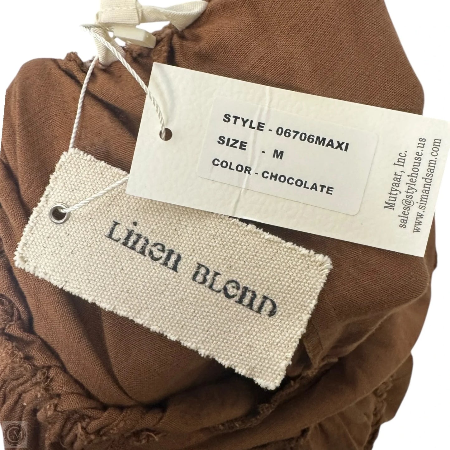 Linen Blend Tiered Dress Casual Maxi By Sim & Sam In Copper, Size: S