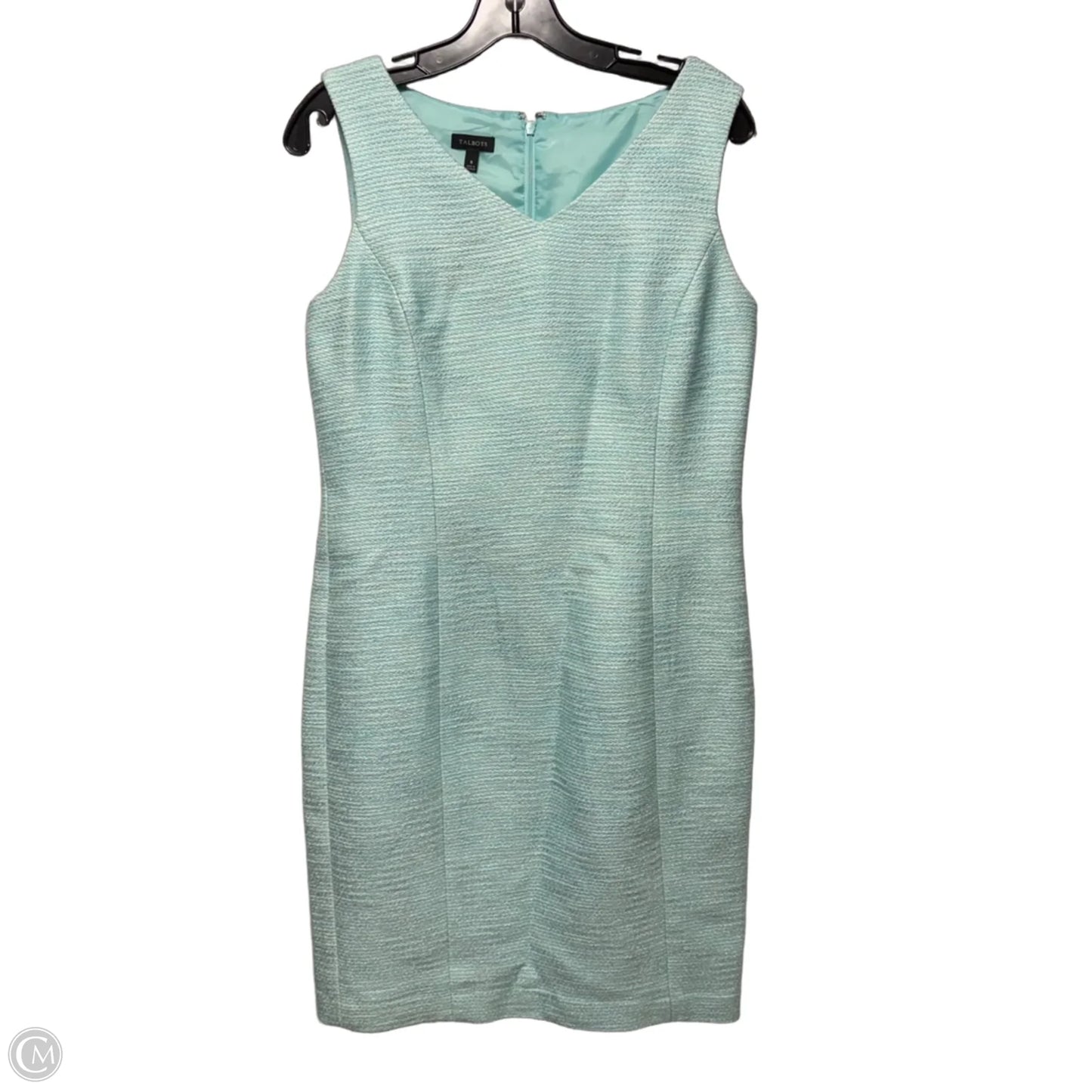Tweed Sheath Dress Casual Short By Talbots In Aqua, Size: 8