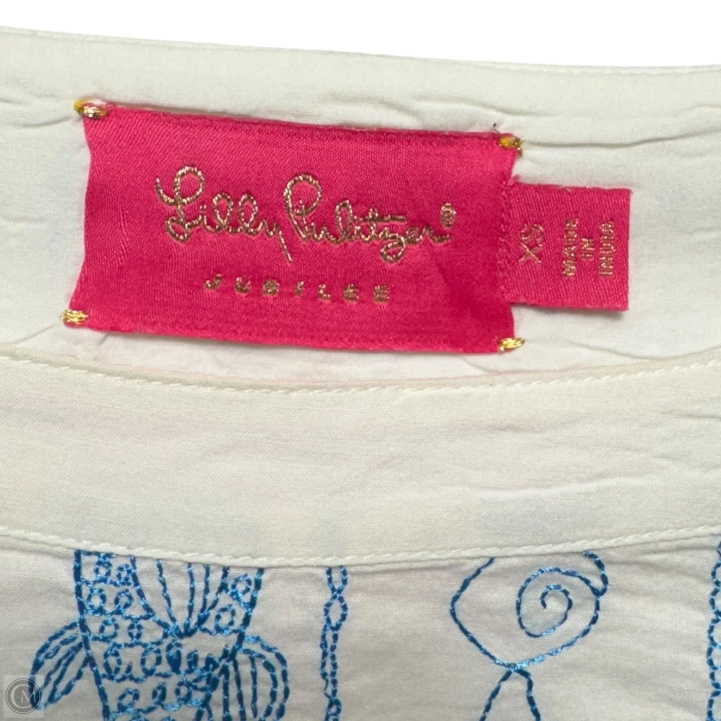 Fish Embroidered Tunic Long Sleeve Designer By Lilly Pulitzer In Tropical Print, Size: Xs