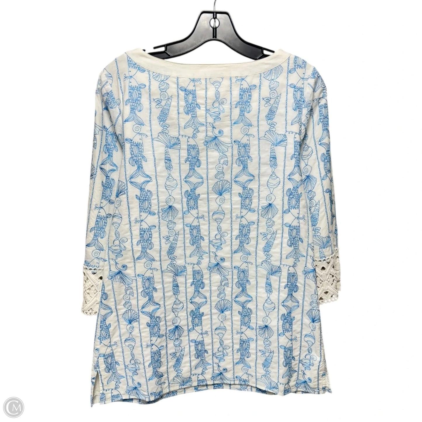 Fish Embroidered Tunic Long Sleeve Designer By Lilly Pulitzer In Tropical Print, Size: Xs