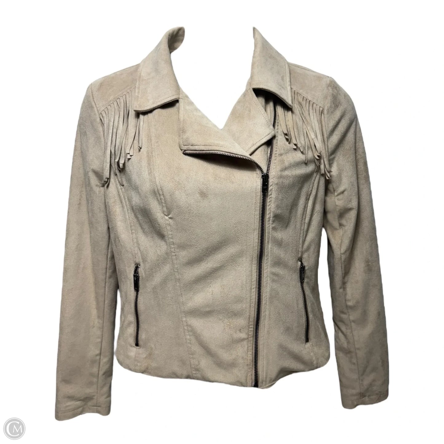 Faux Suede Fringe Jacket By Black Rivet In Tan, Size: L