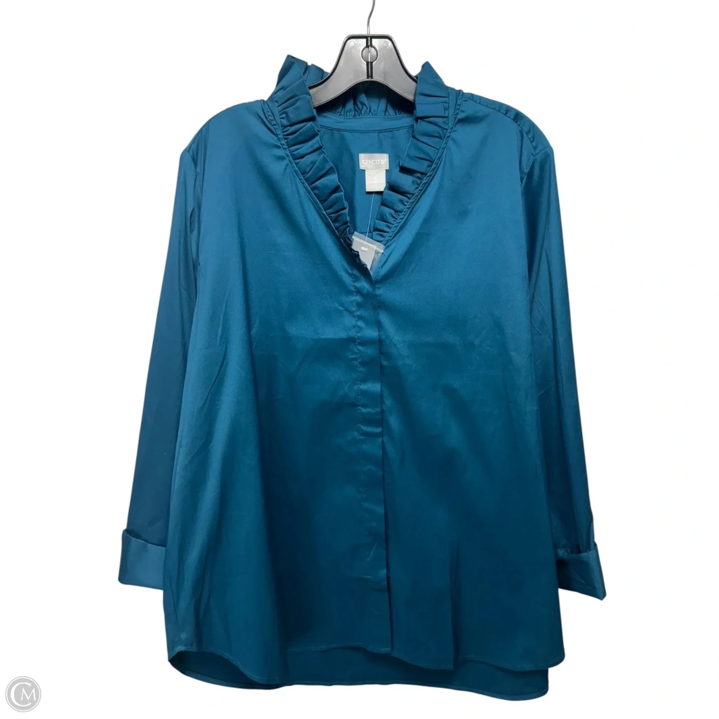 Top Long Sleeve By Chicos In Aqua, Size: Xl