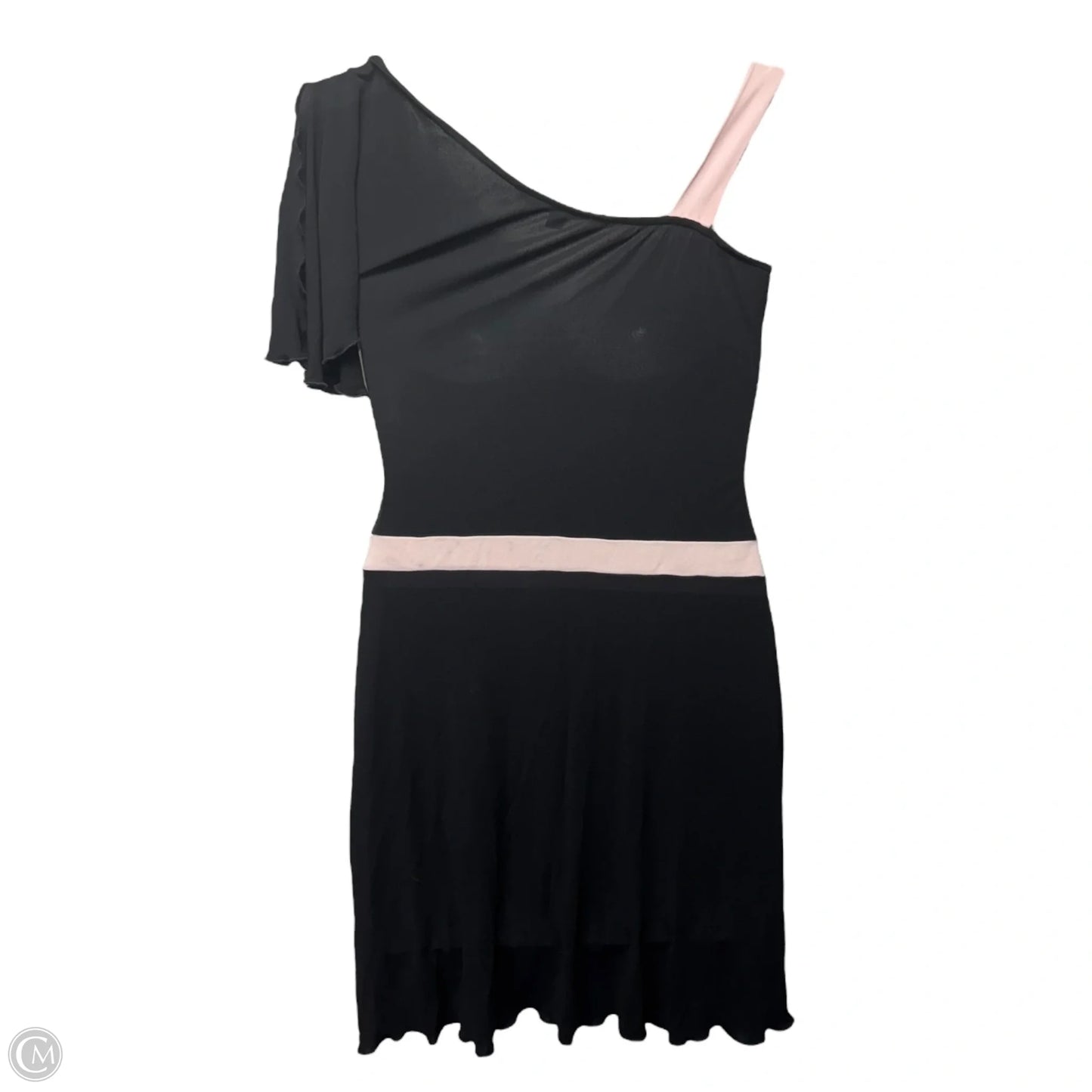 Niantica Dress Designer By Diane Von Furstenberg In Black with Pink Ruffle, Size: 8