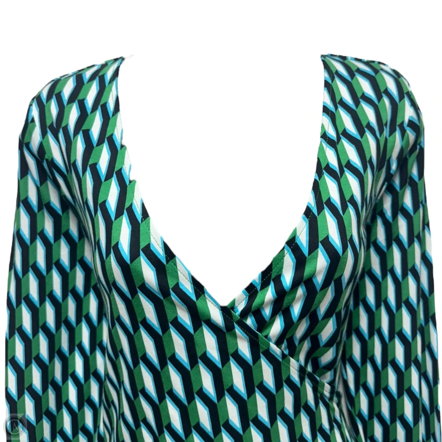 Long Sleeve Midi Wrap Dress Designer By Diane Von Furstenberg X Target In Arrow Geo Green, Size: S