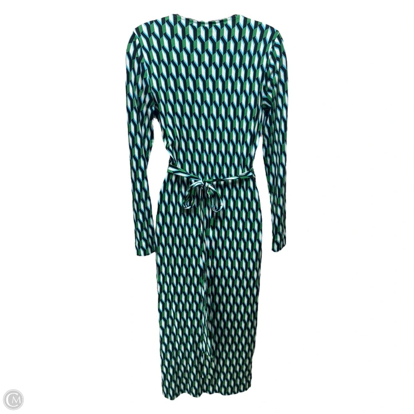 Long Sleeve Midi Wrap Dress Designer By Diane Von Furstenberg X Target In Arrow Geo Green, Size: S