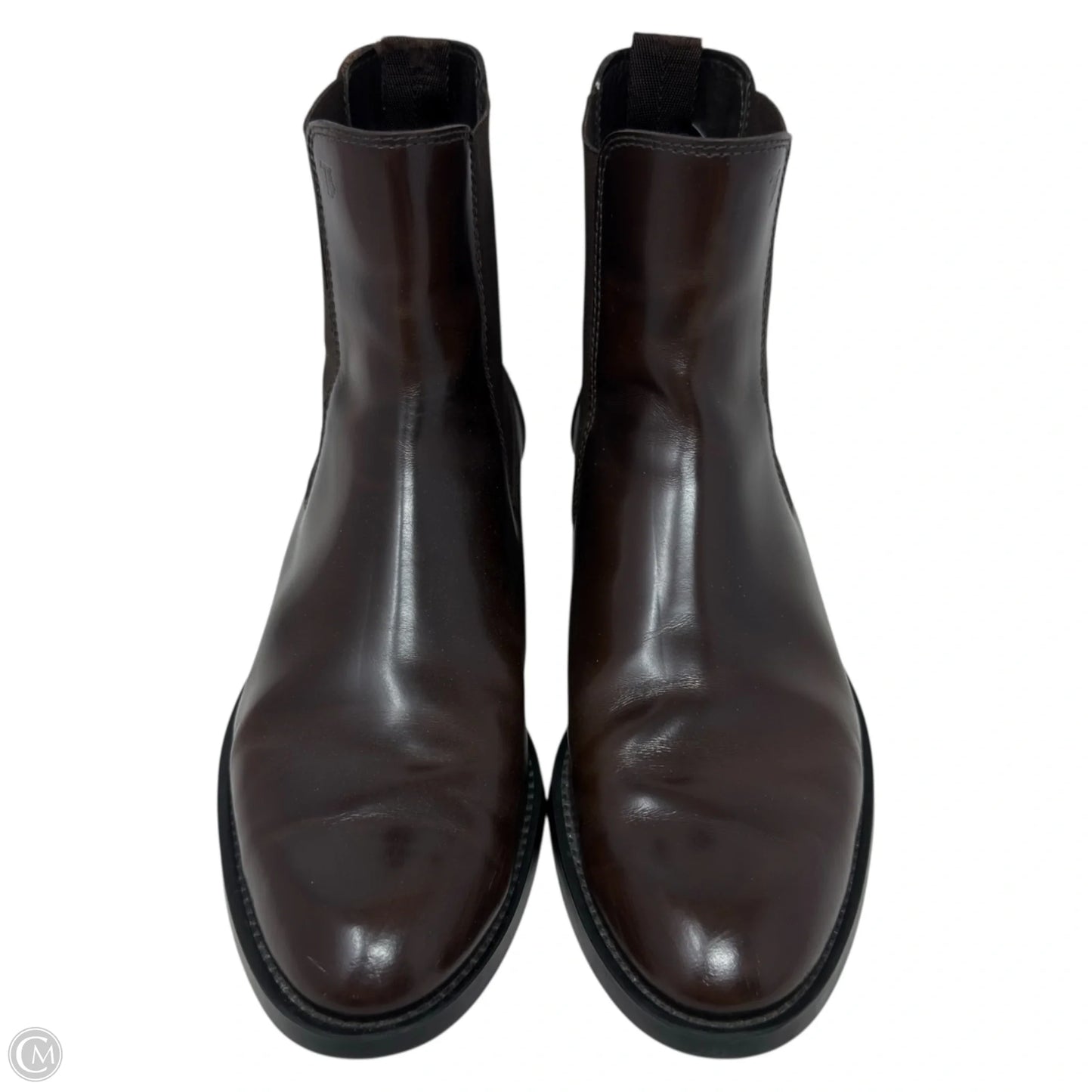 Leather Chelsea Ankle Boots Luxury Designer By Tods In Brown, Size: 7
