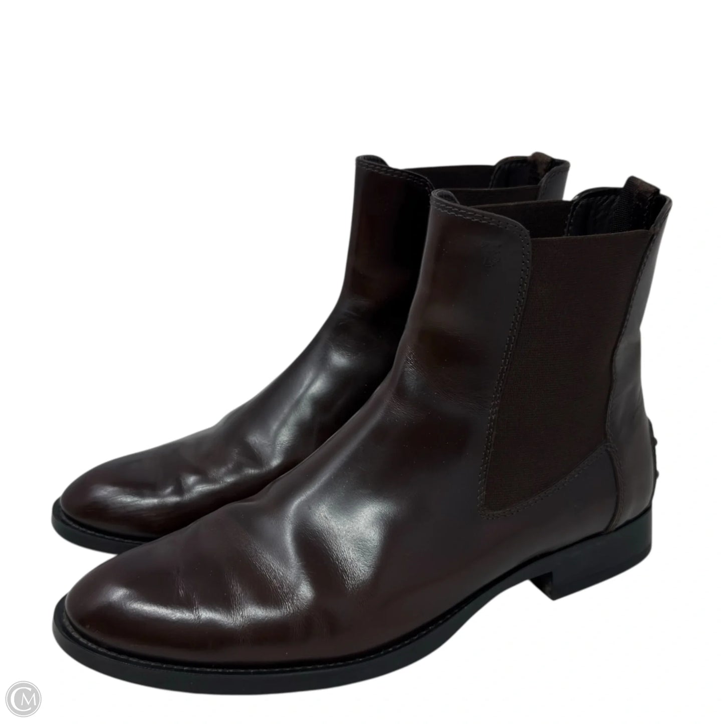 Leather Chelsea Ankle Boots Luxury Designer By Tods In Brown, Size: 7