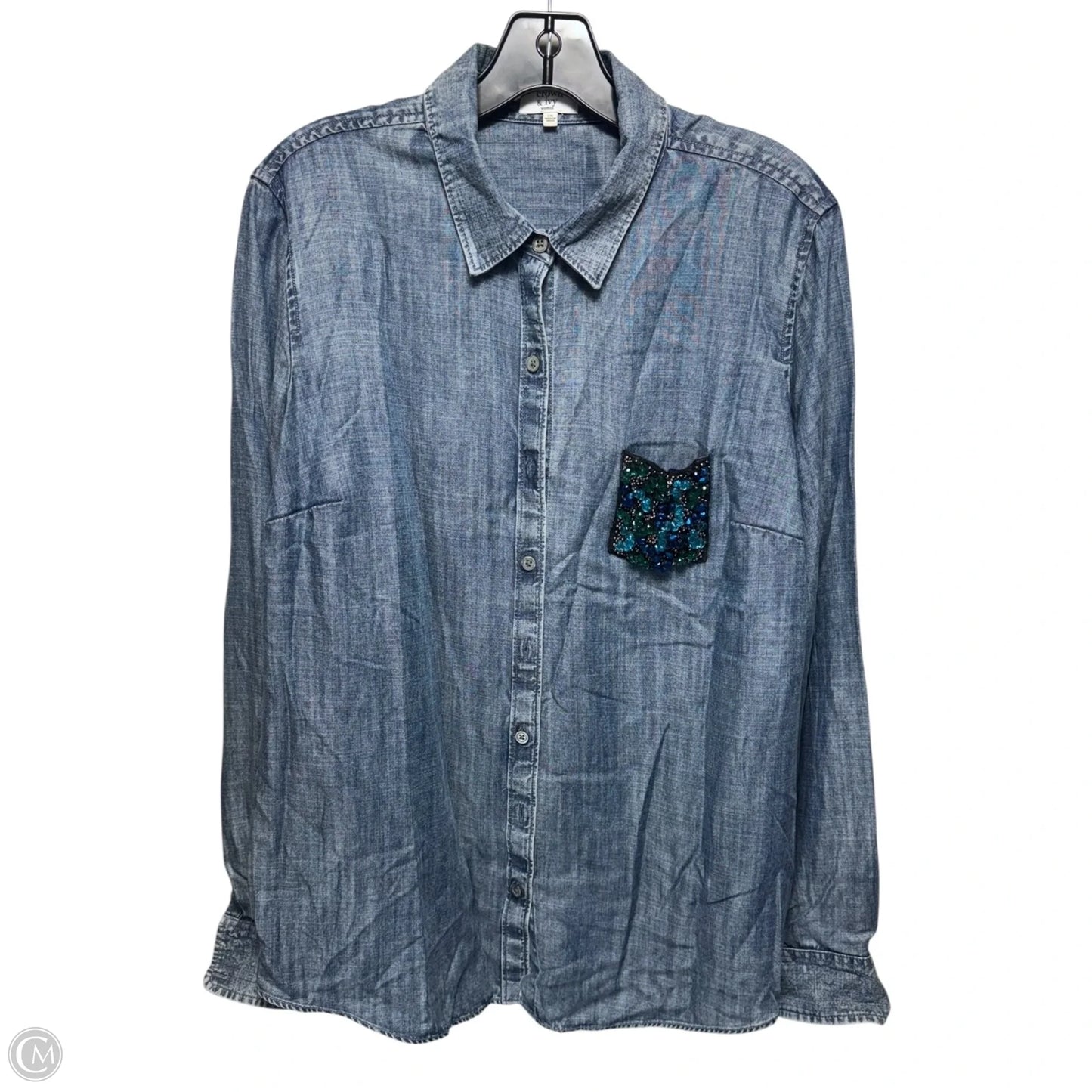 Top Long Sleeve By Crown And Ivy In Blue Denim, Size: 1x