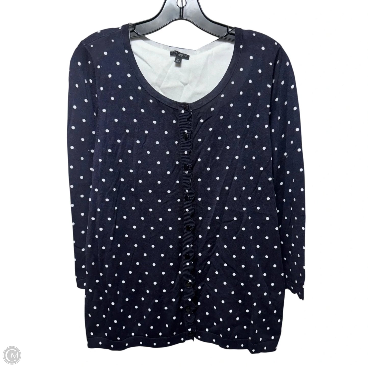 Sweater Cardigan By Talbots In Polkadot Pattern, Size: 2x
