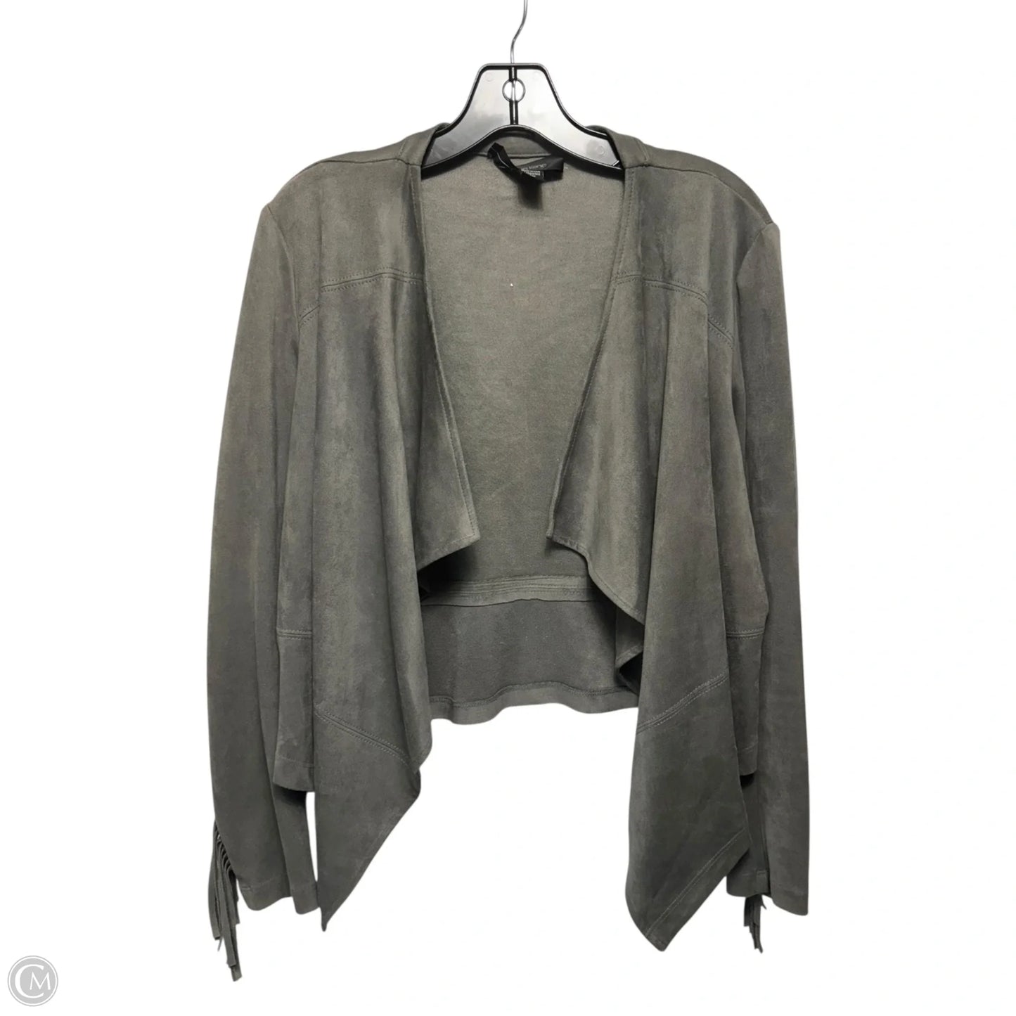 Fringe Sleeve Jacket By Karen Kane In Grey, Size: M