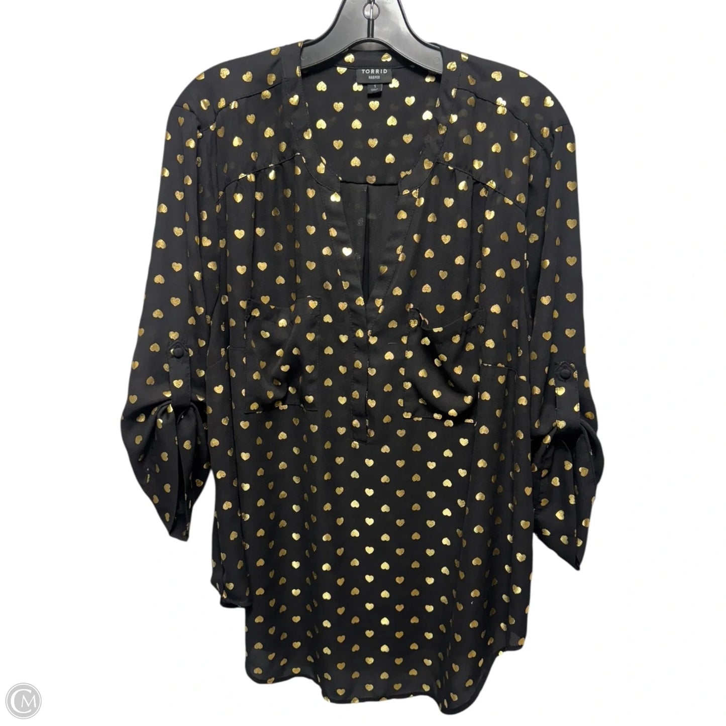 Top Long Sleeve By Torrid In Polkadot Pattern, Size: 1x