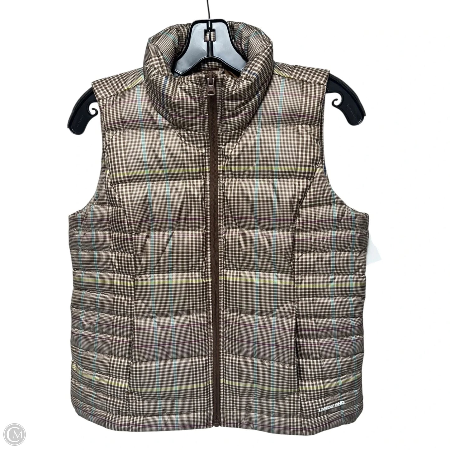 Vest Puffer & Quilted By Lands End In Plaid Pattern, Size: Xs