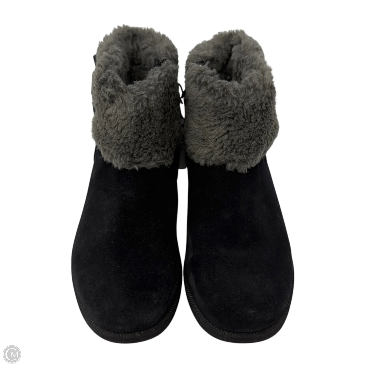 Bodie Fur Belted Boots Designer By Ugg In Black, Size: 7.5