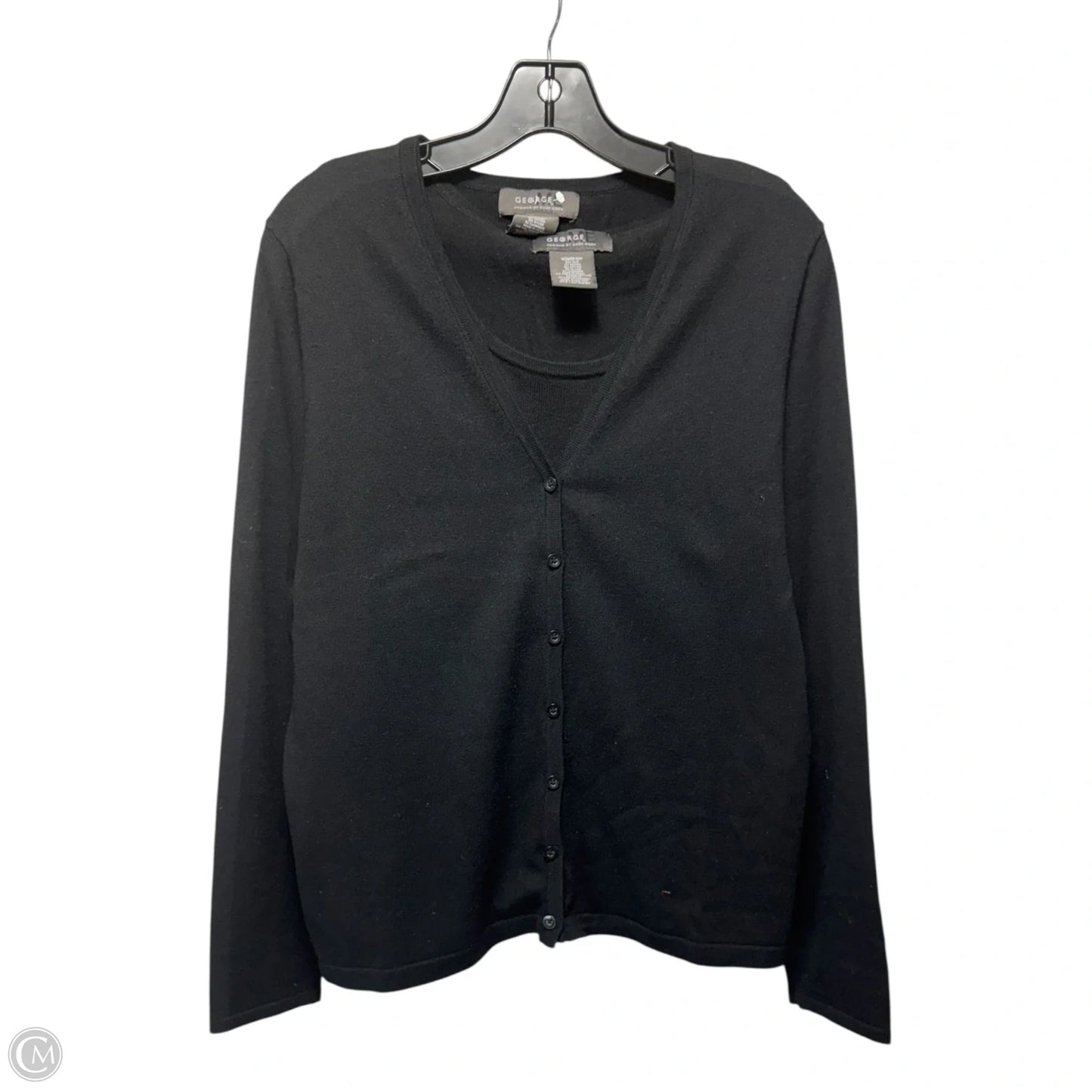 Silk Blend Sweater & Tank By George In Black, Size: 16