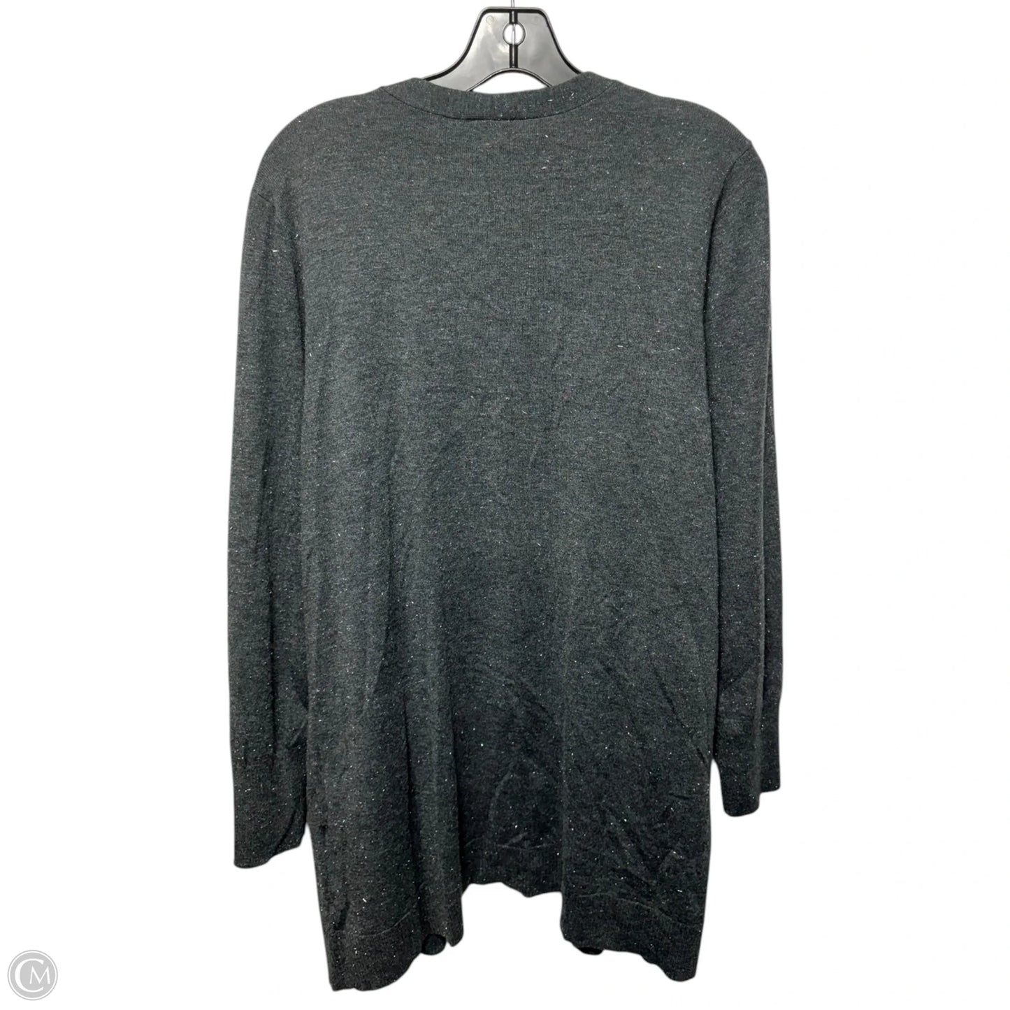 Metallic Sweater Cardigan By Chicos In Grey, Size: M