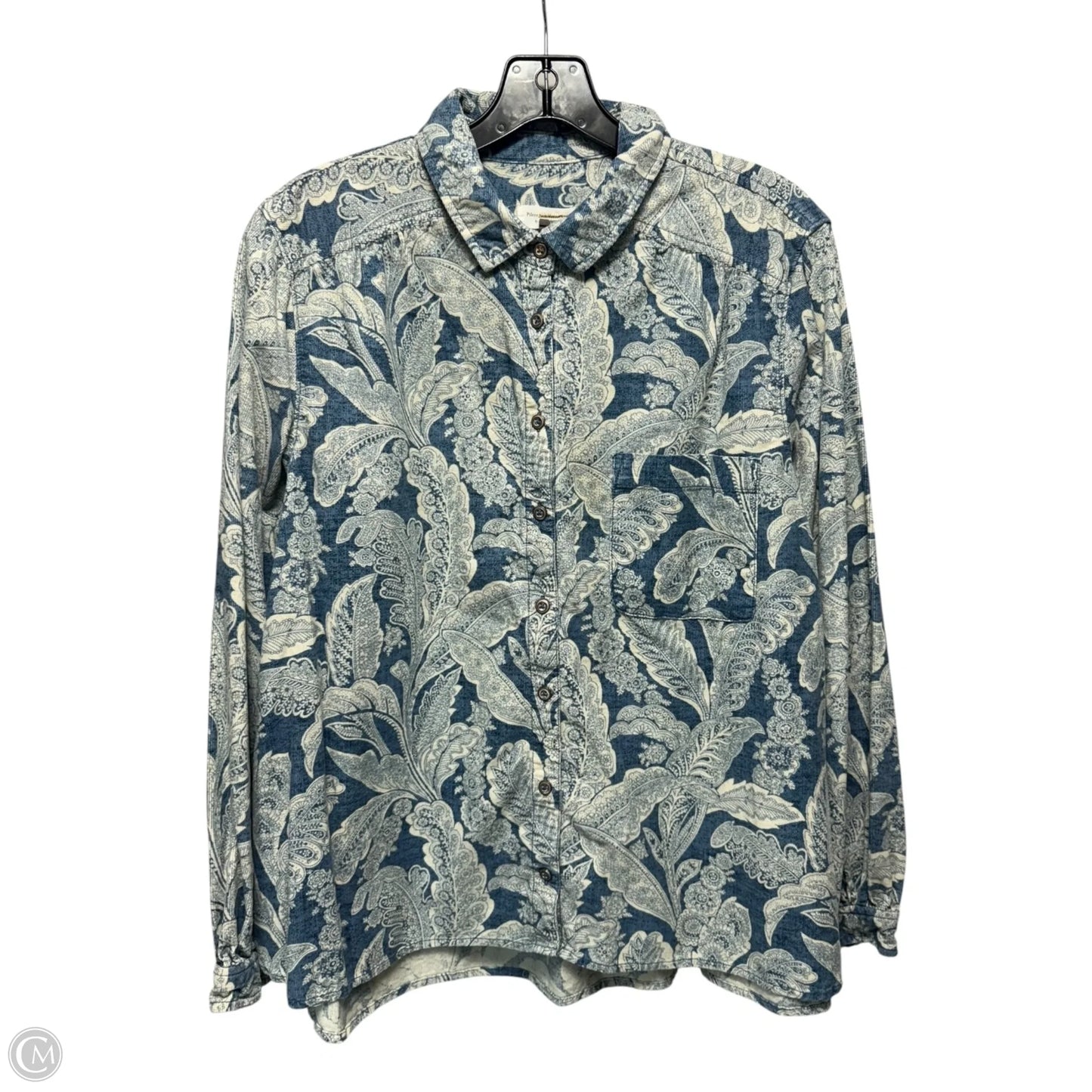 Corduroy Top Long Sleeve By Anthropologie In Floral Print, Size: L