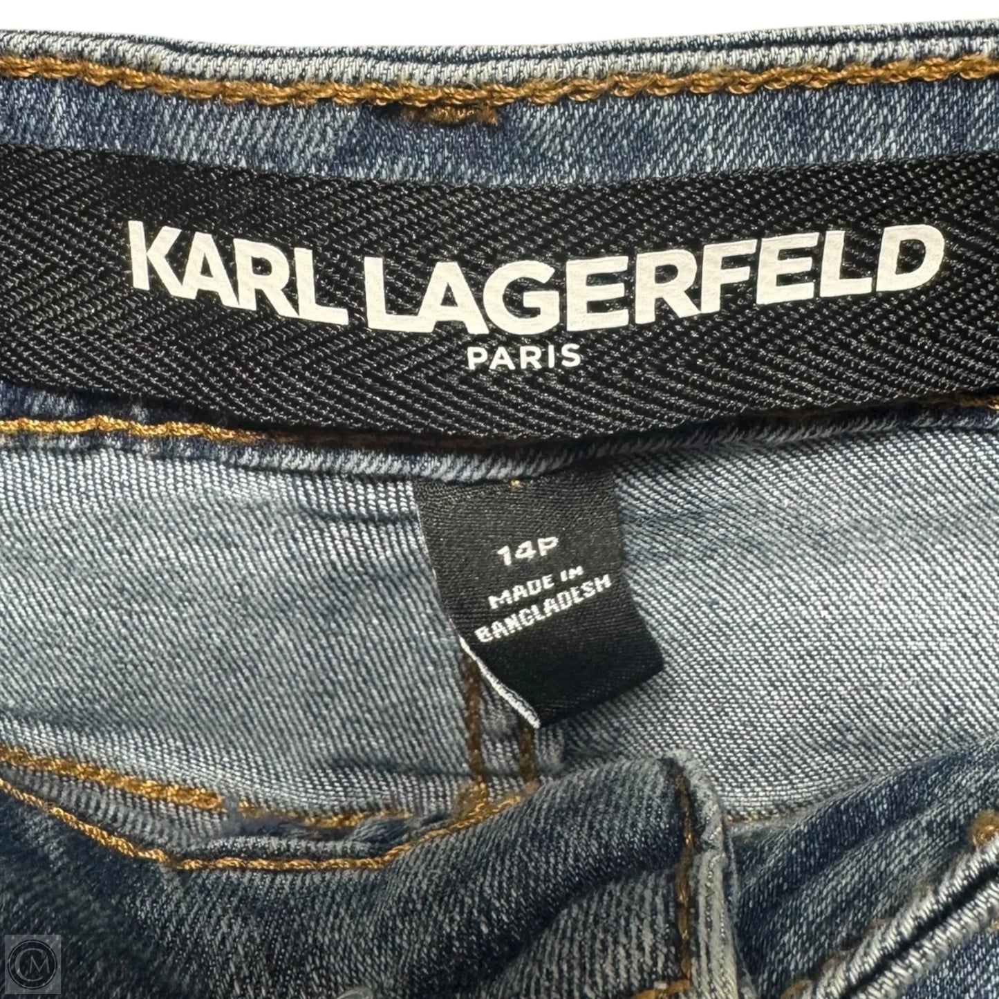 Patch Jeans Designer By Karl Lagerfeld In Blue Denim, Size: 14p