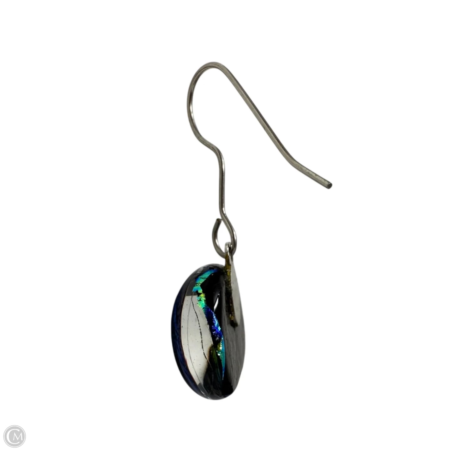 Fused Dichroic Art Glass Dangle Drop Earrings
