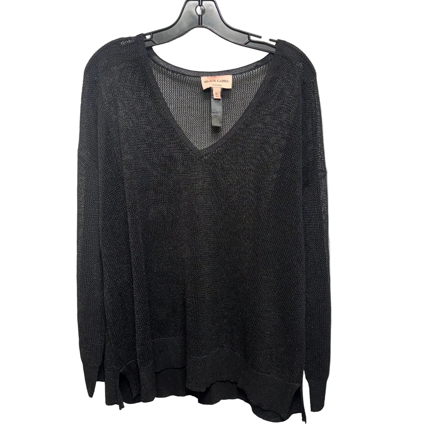 Open Knit Sweater By Chicos In Black, Size: Xl
