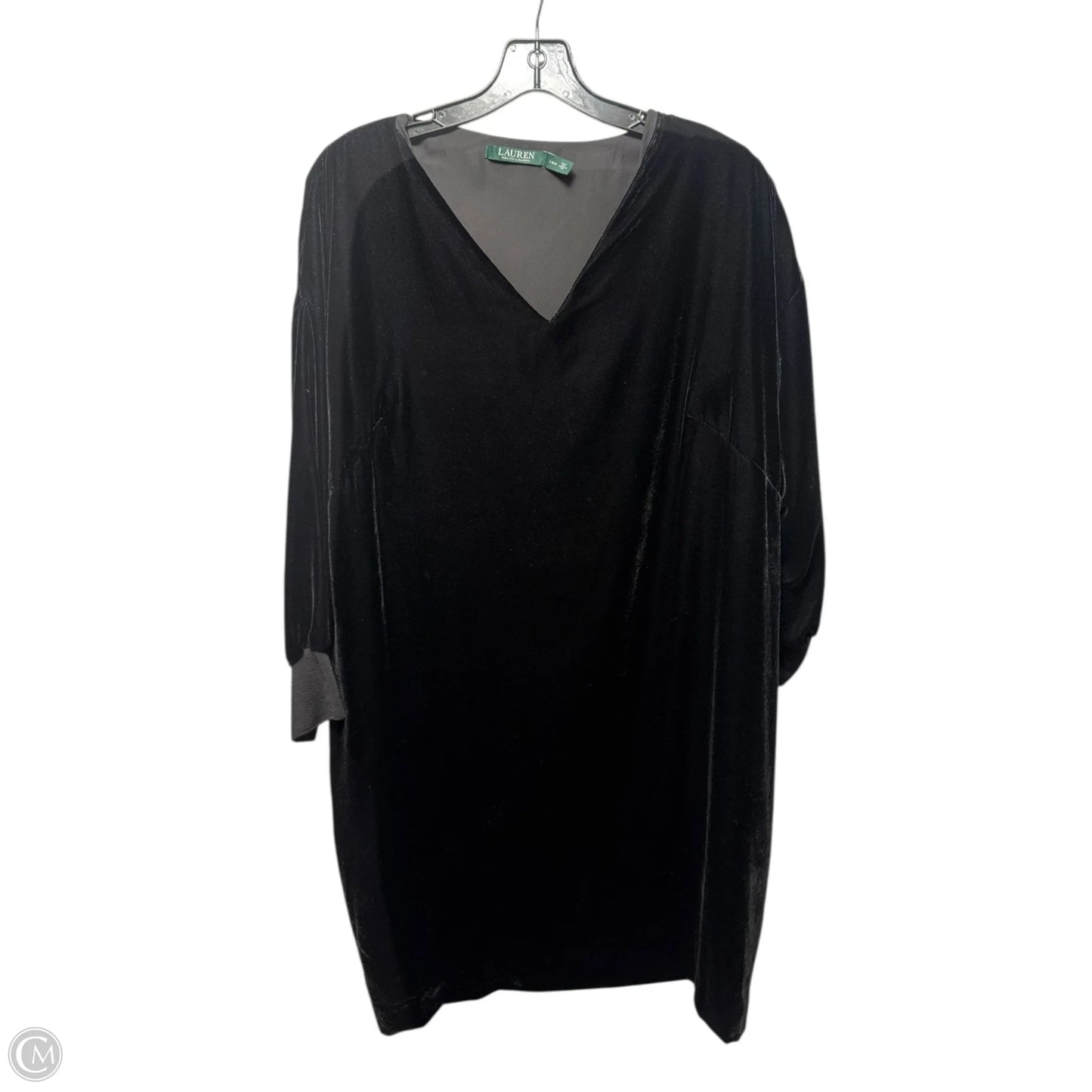 Velvet Dress Party Short By Lauren By Ralph Lauren In Black, Size: 14