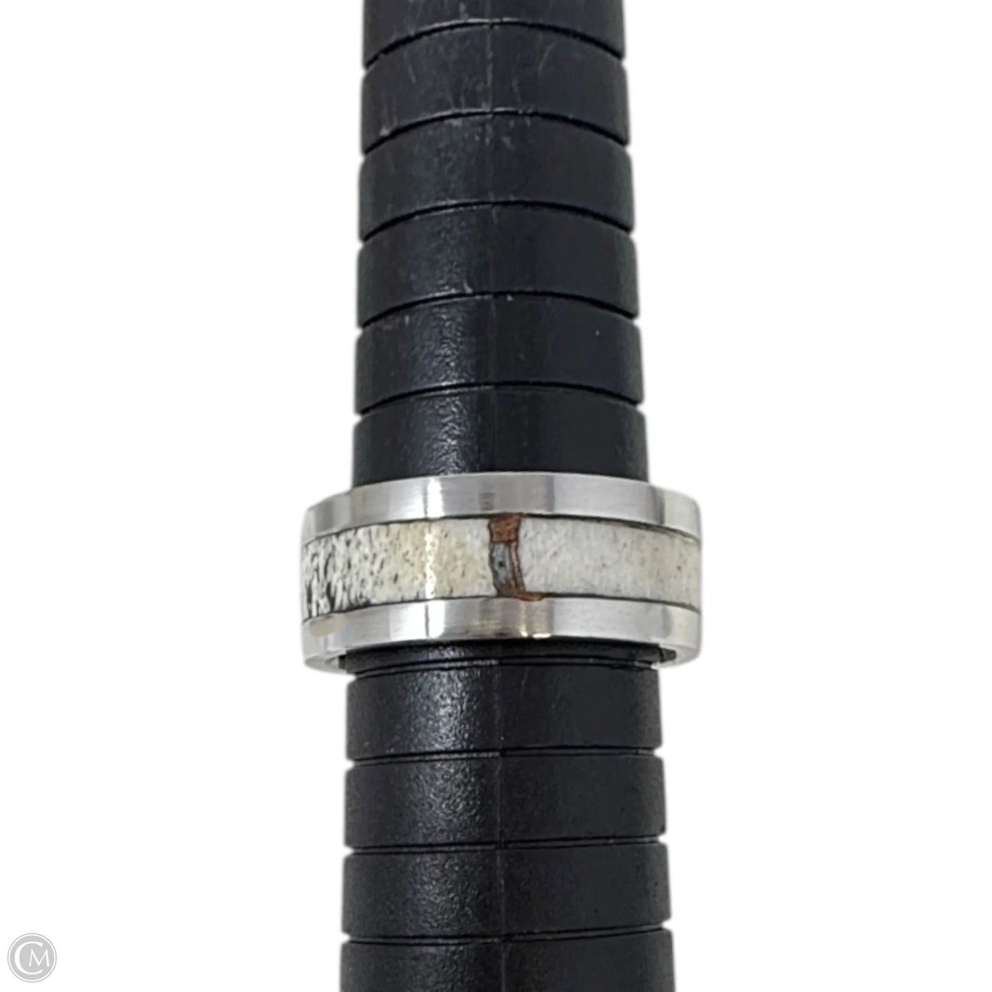 White Tail Antler With Copper Inlay Band Ring, Size: 8