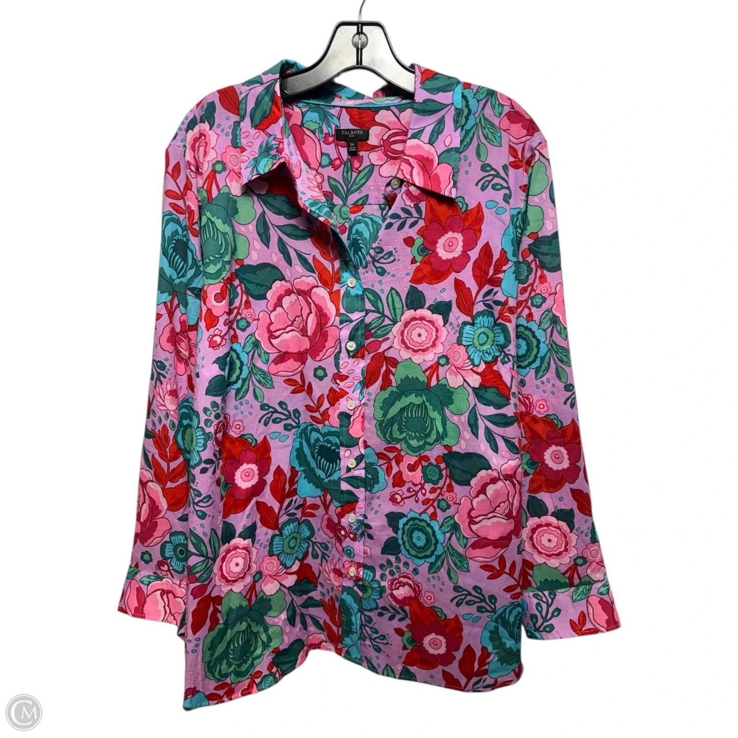 Top Long Sleeve By Talbots In Floral Print, Size: 2x