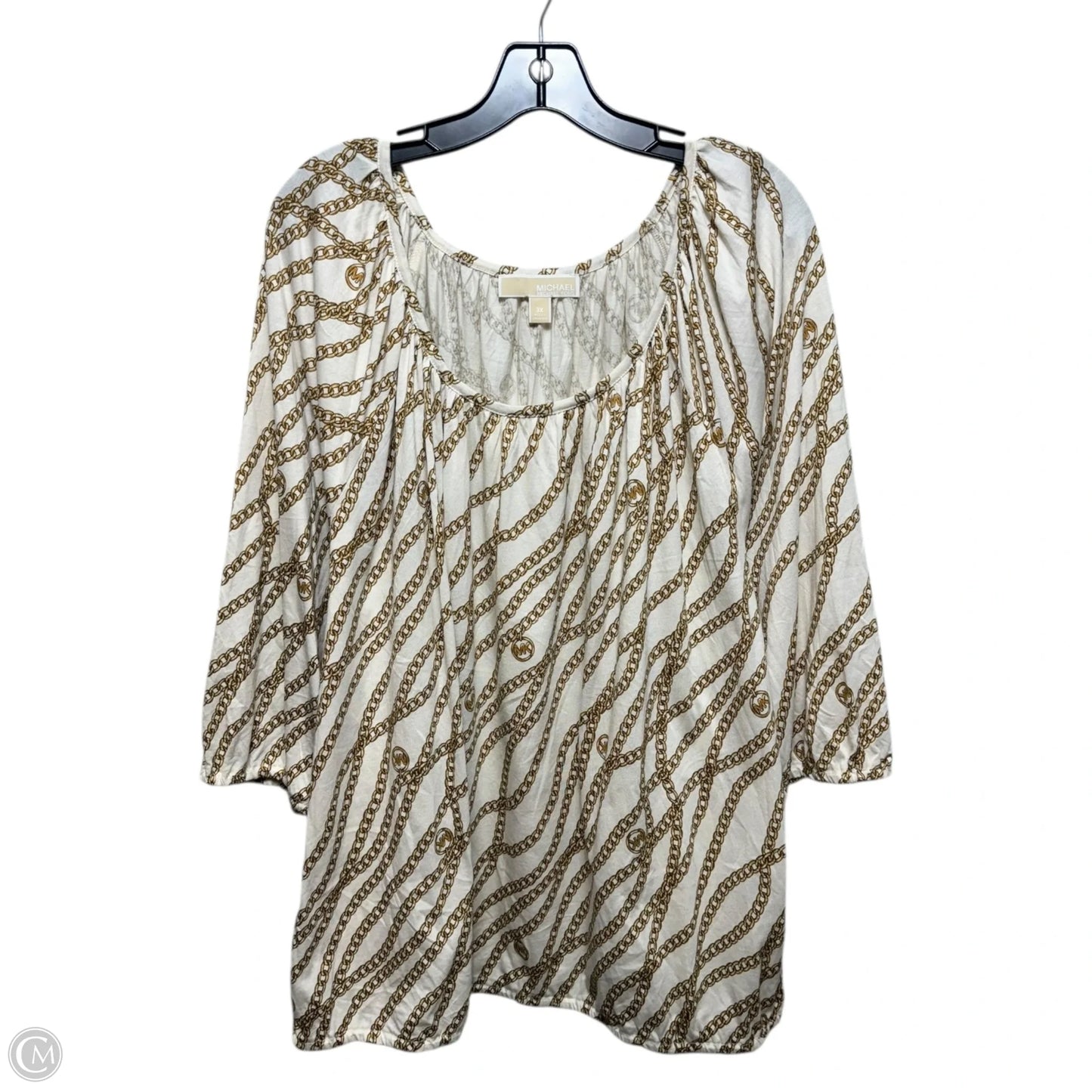 Chains Top 3/4 Sleeve By Michael By Michael Kors In Gold, Size: 3x