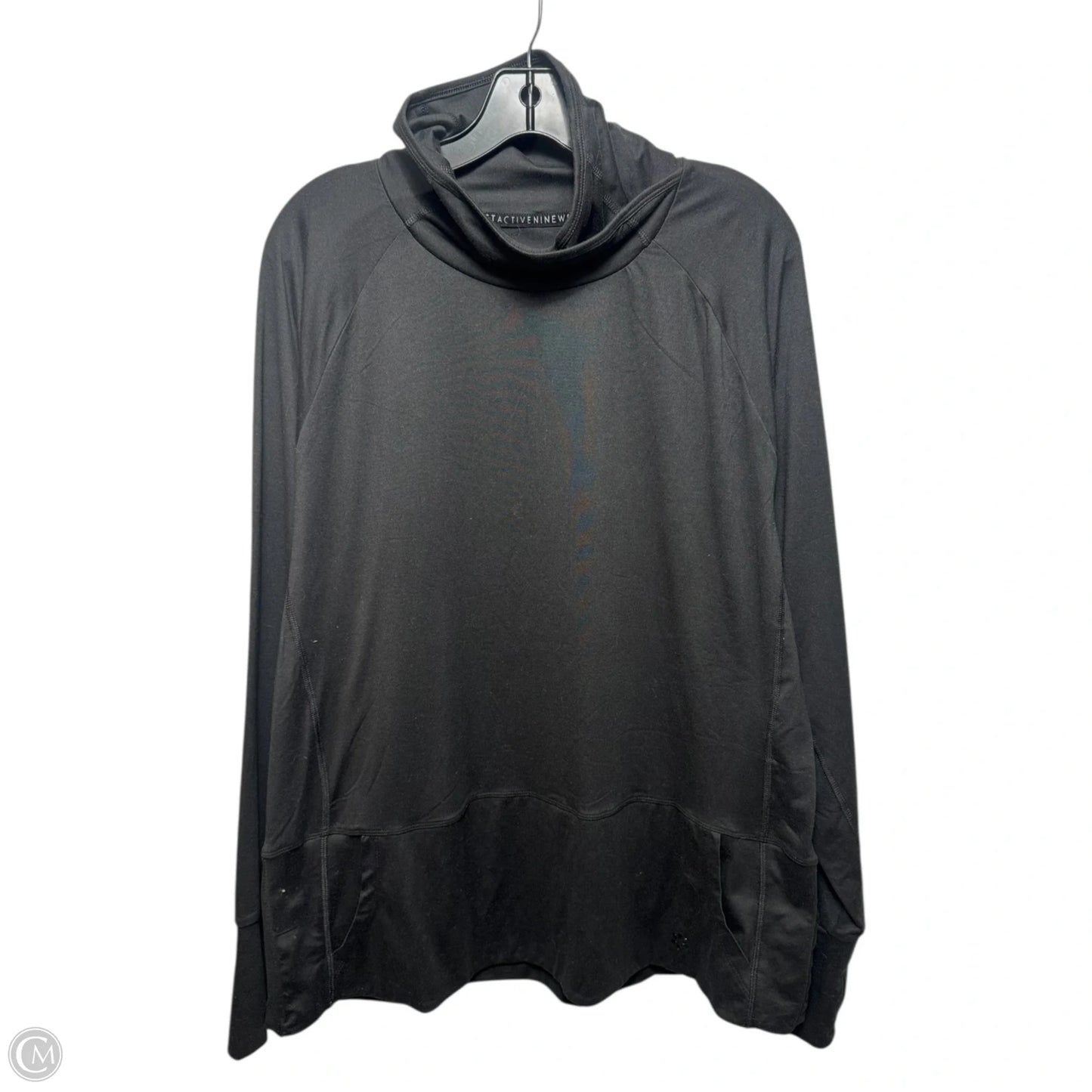 Athletic Top Long Sleeve Collar By Nine West Apparel In Black, Size: 2x