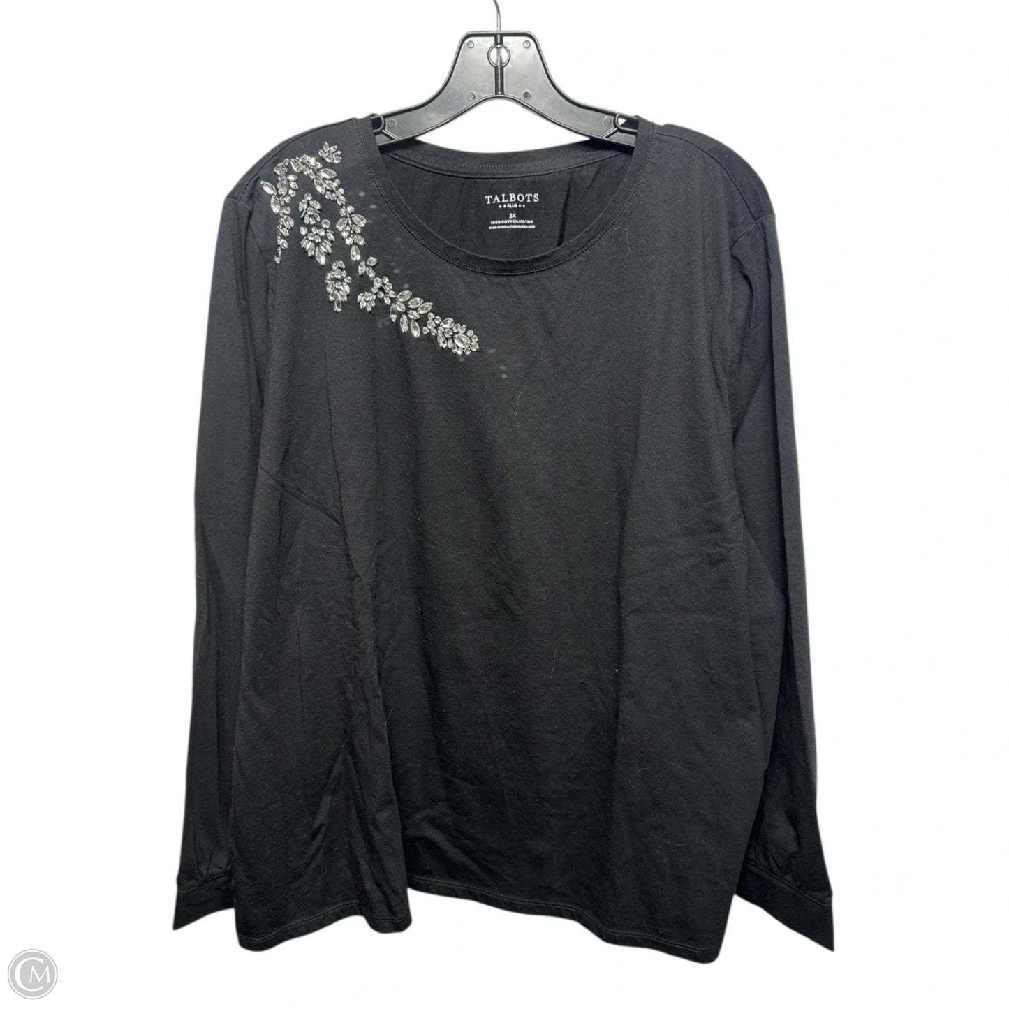 Embellished Top Long Sleeve By Talbots In Black, Size: 3x