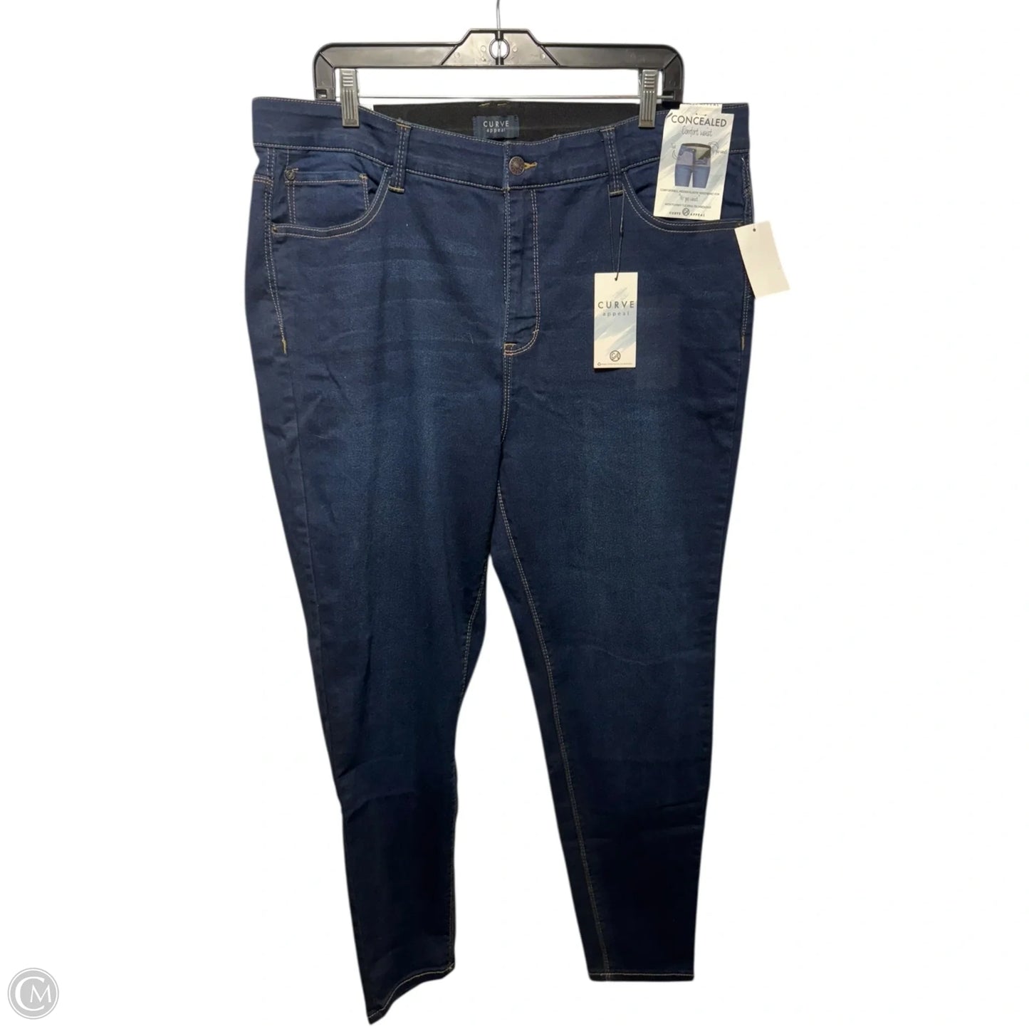 High Rise Skinny Jeans By Curve Appeal In Blue Denim, Size: 20