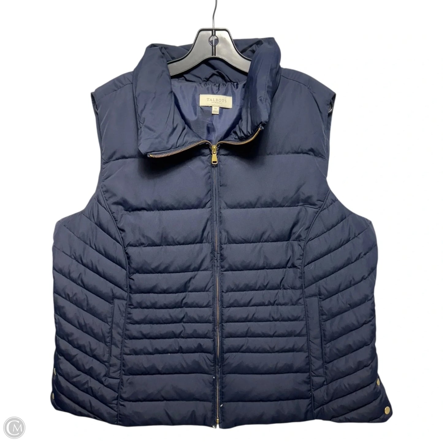 Down Vest Puffer & Quilted By Talbots In Navy, Size: 2x