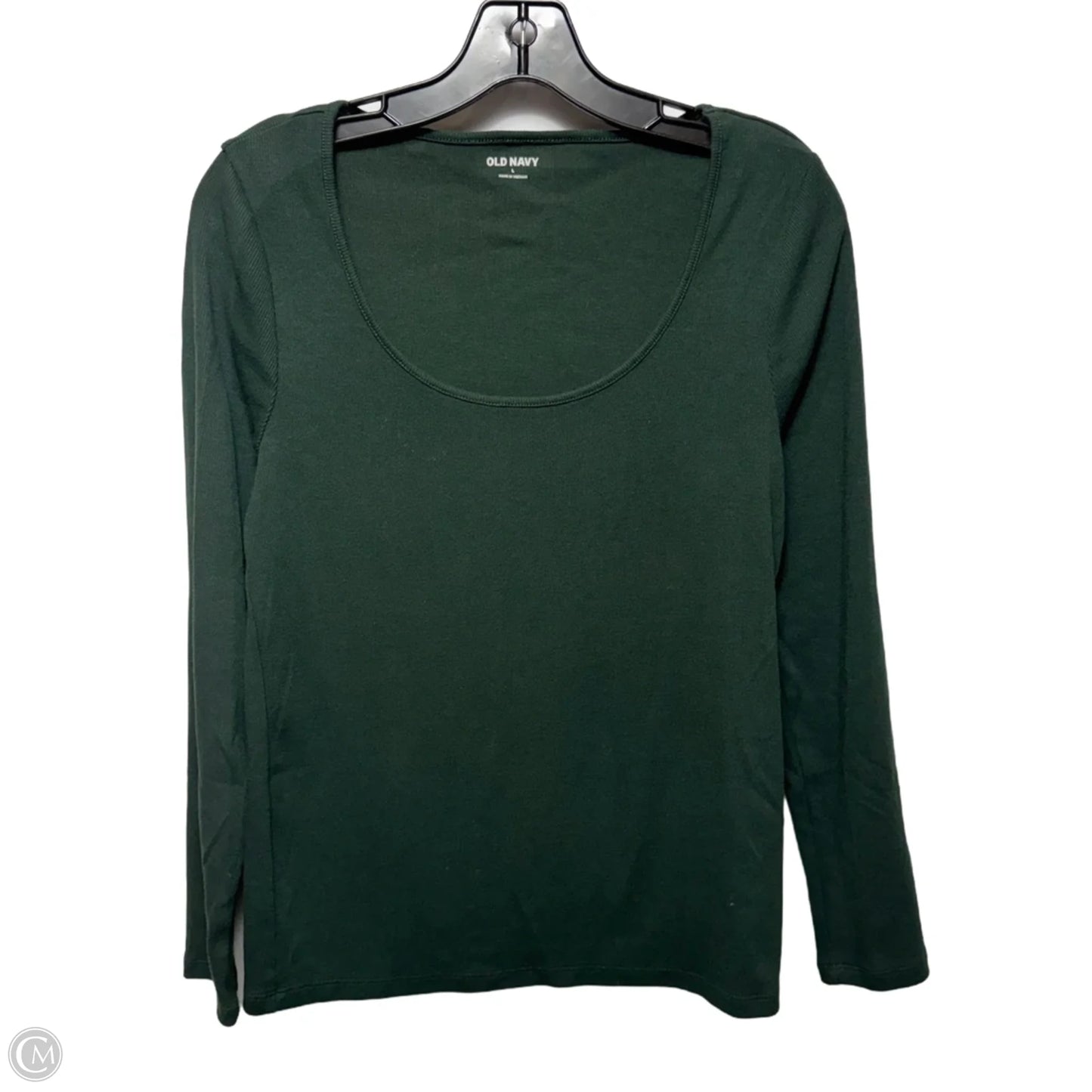 Ribbed Scoop Neck Top Long Sleeve Basic By Old Navy In Green, Size: L